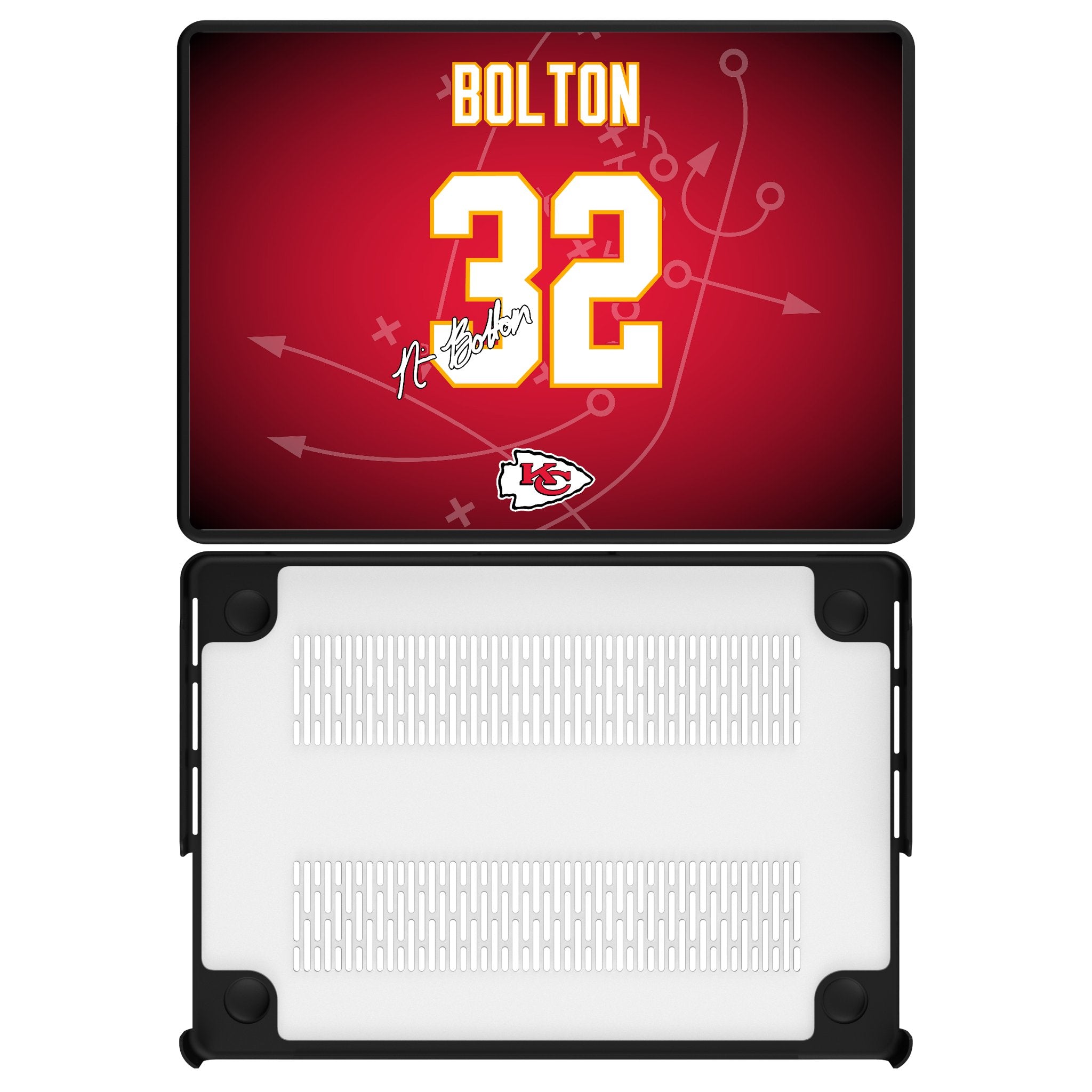 Nick Bolton Kansas City Chiefs 32 Game Tactic Laptop Case for Apple MacBook - Sports Gifts, Sports Memorabilia, Sports Collectibles, Fan Shop