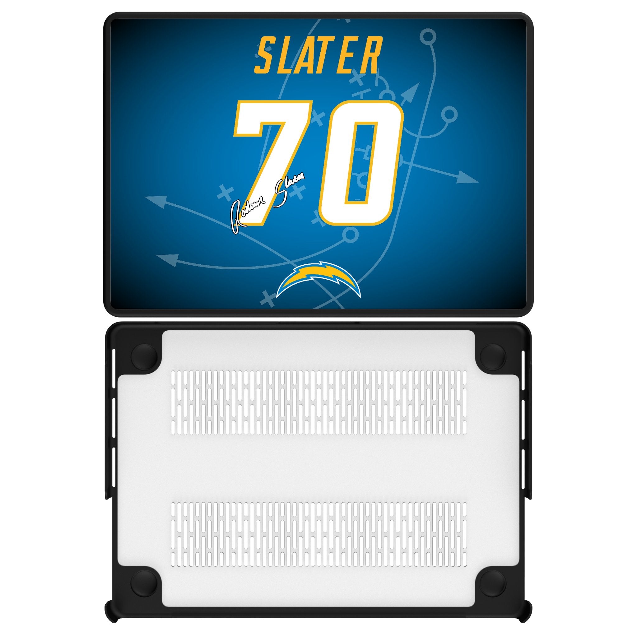 RaShawn Slater Los Angeles Chargers 70 Game Tactic Laptop Case for Apple MacBook - Sports Gifts, Sports Memorabilia, Sports Collectibles, Fan Shop