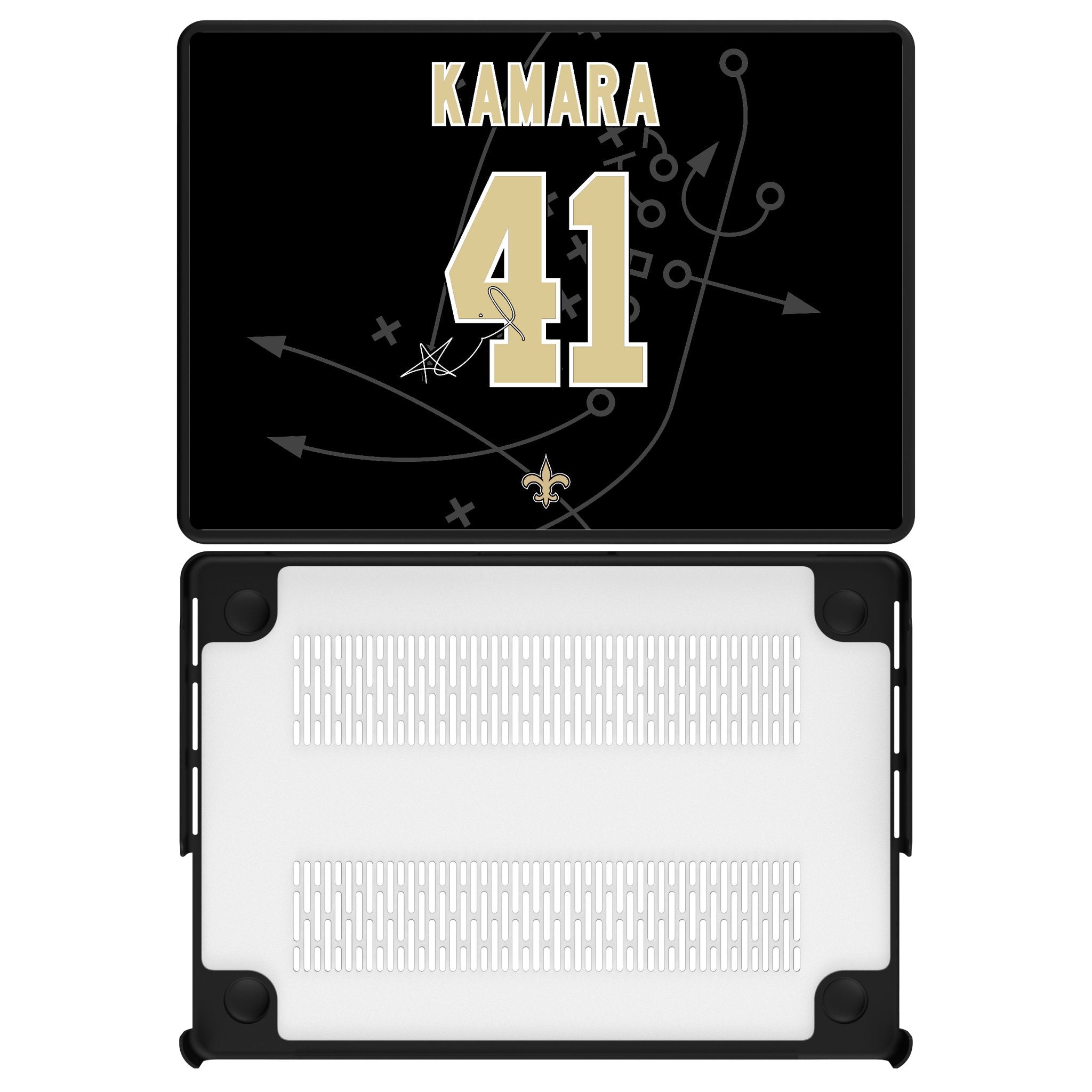 Alvin Kamara New Orleans Saints 41 Game Tactic Laptop Case for Apple MacBook - Sports Gifts, Sports Memorabilia, Sports Collectibles, Fan Shop
