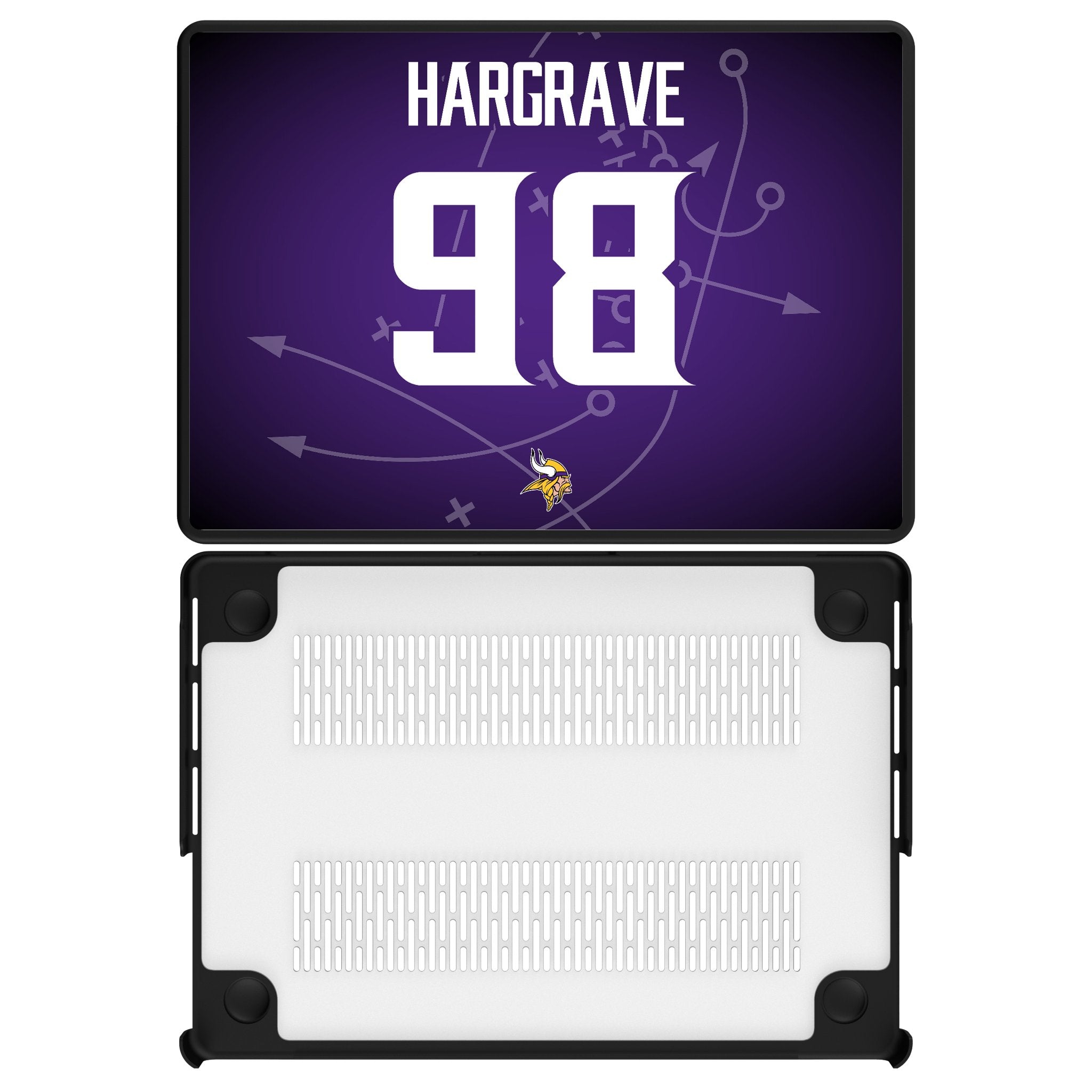 Javon Hargrave Minnesota Vikings 98 Game Tactic Laptop Case for Apple MacBook - Sports Gifts, Sports Memorabilia, Sports Collectibles, Fan Shop