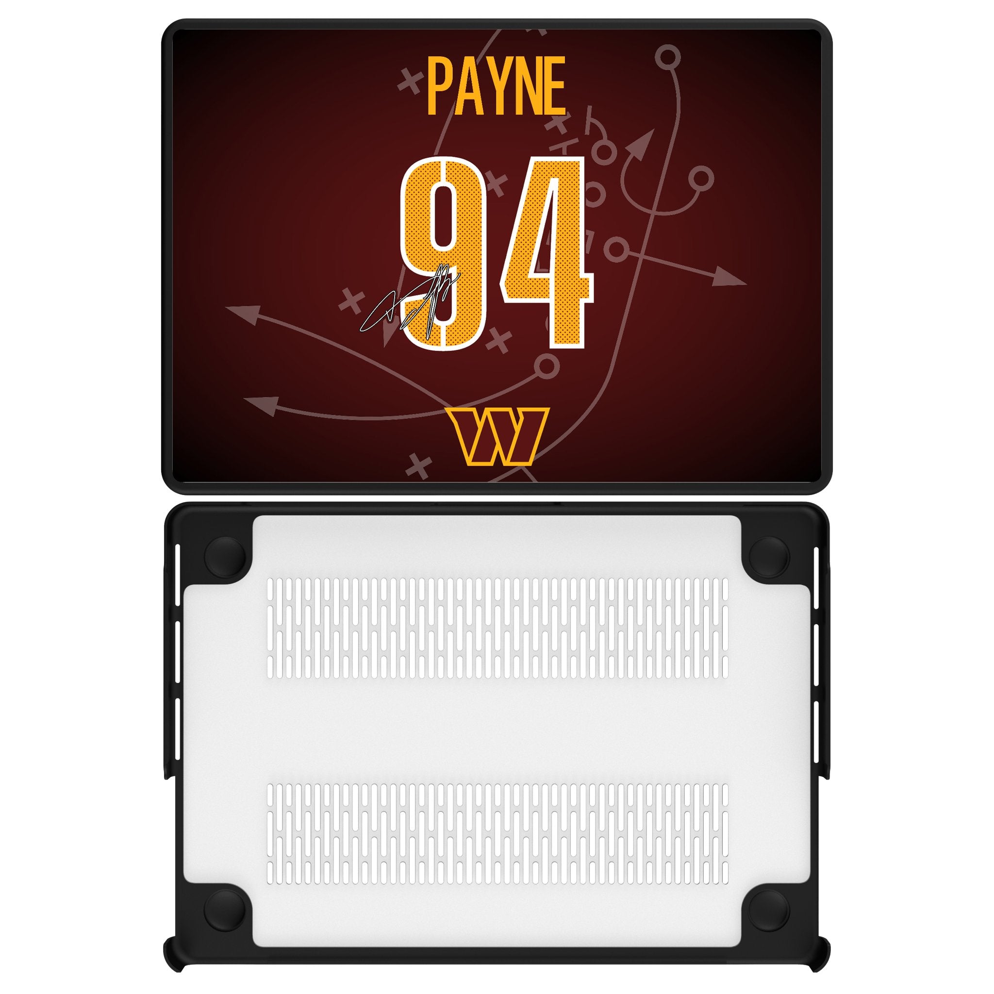 Daron Payne Washington Commanders 94 Game Tactic Laptop Case for Apple MacBook - Sports Gifts, Sports Memorabilia, Sports Collectibles, Fan Shop