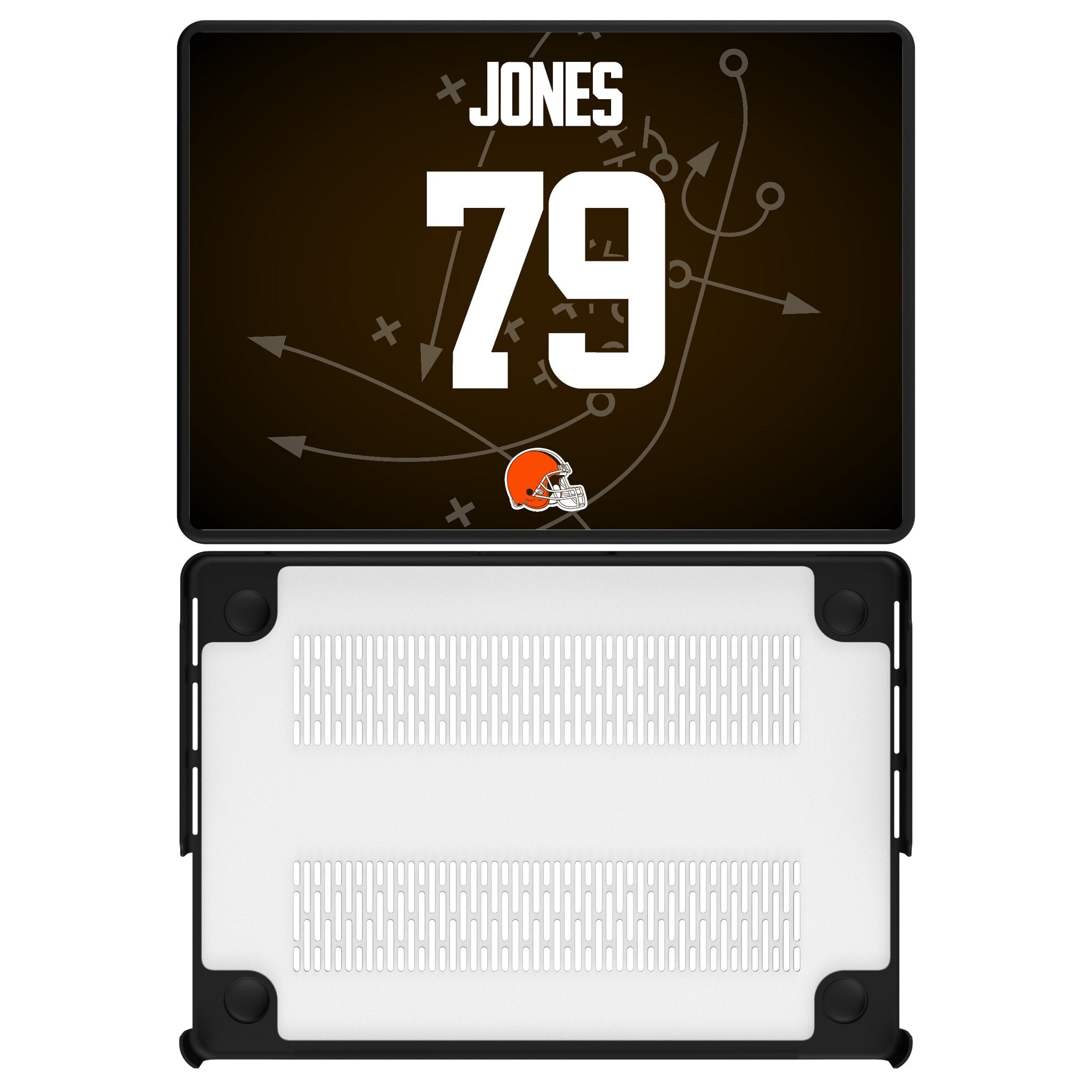 Dawand Jones Cleveland Browns 79 Game Tactic Laptop Case for Apple MacBook - Sports Gifts, Sports Memorabilia, Sports Collectibles, Fan Shop