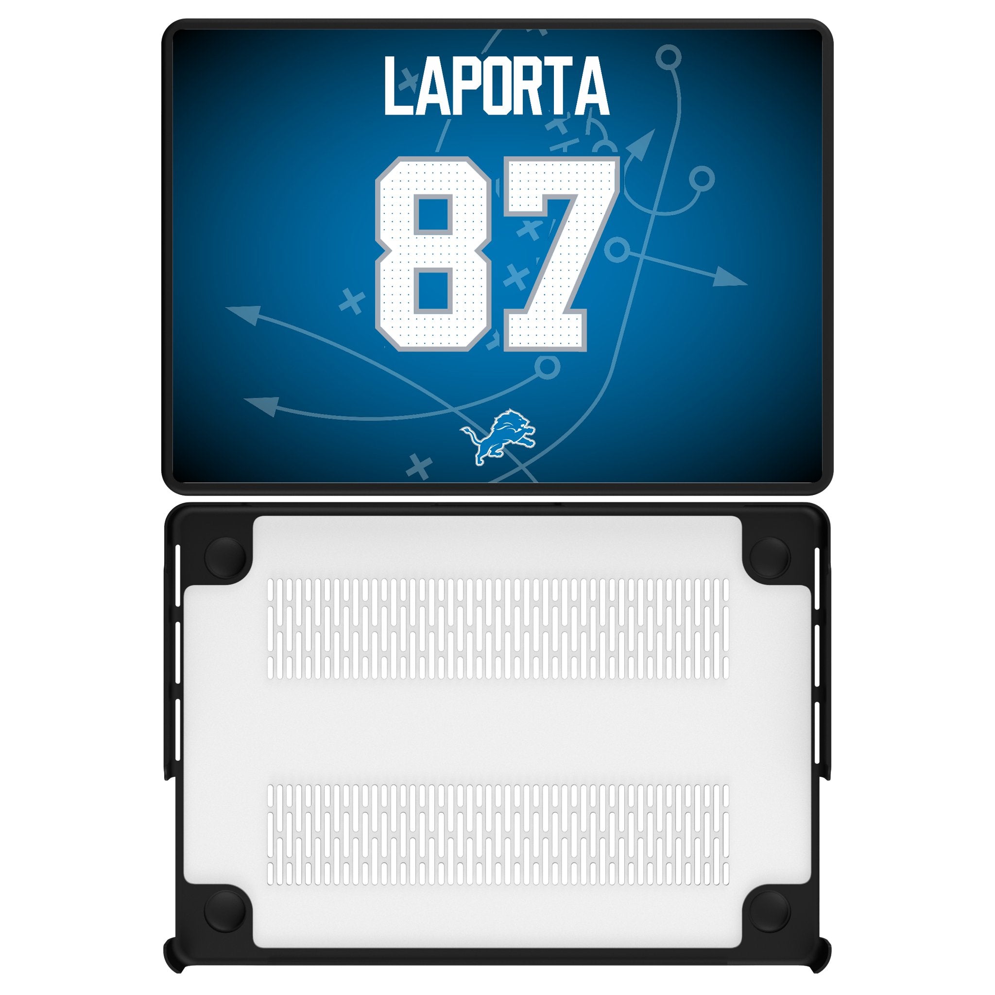 Sam LaPorta Detroit Lions 87 Game Tactic Laptop Case for Apple MacBook - Sports Gifts, Sports Memorabilia, Sports Collectibles, Fan Shop