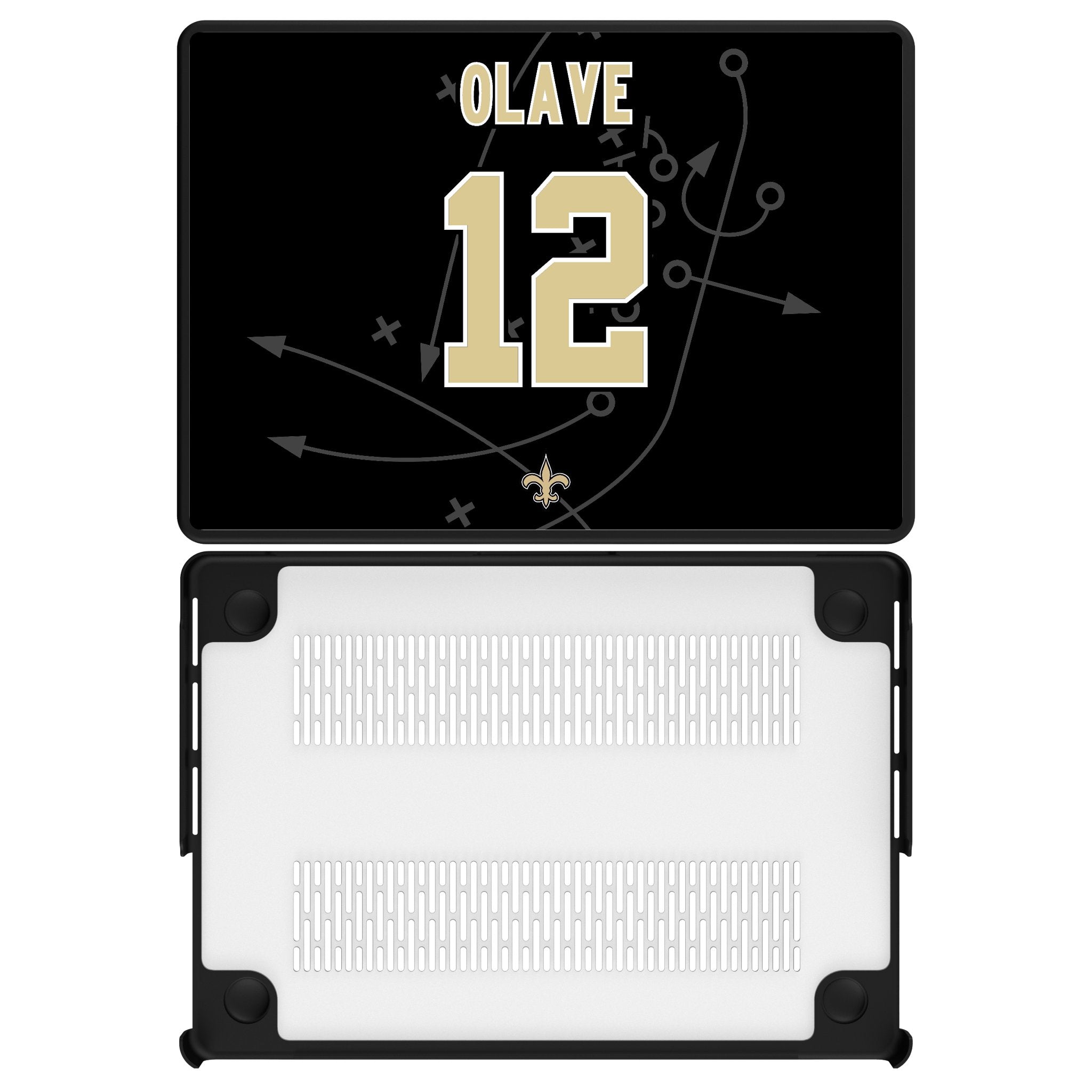 Chris Olave New Orleans Saints 12 Game Tactic Laptop Case for Apple MacBook - Sports Gifts, Sports Memorabilia, Sports Collectibles, Fan Shop