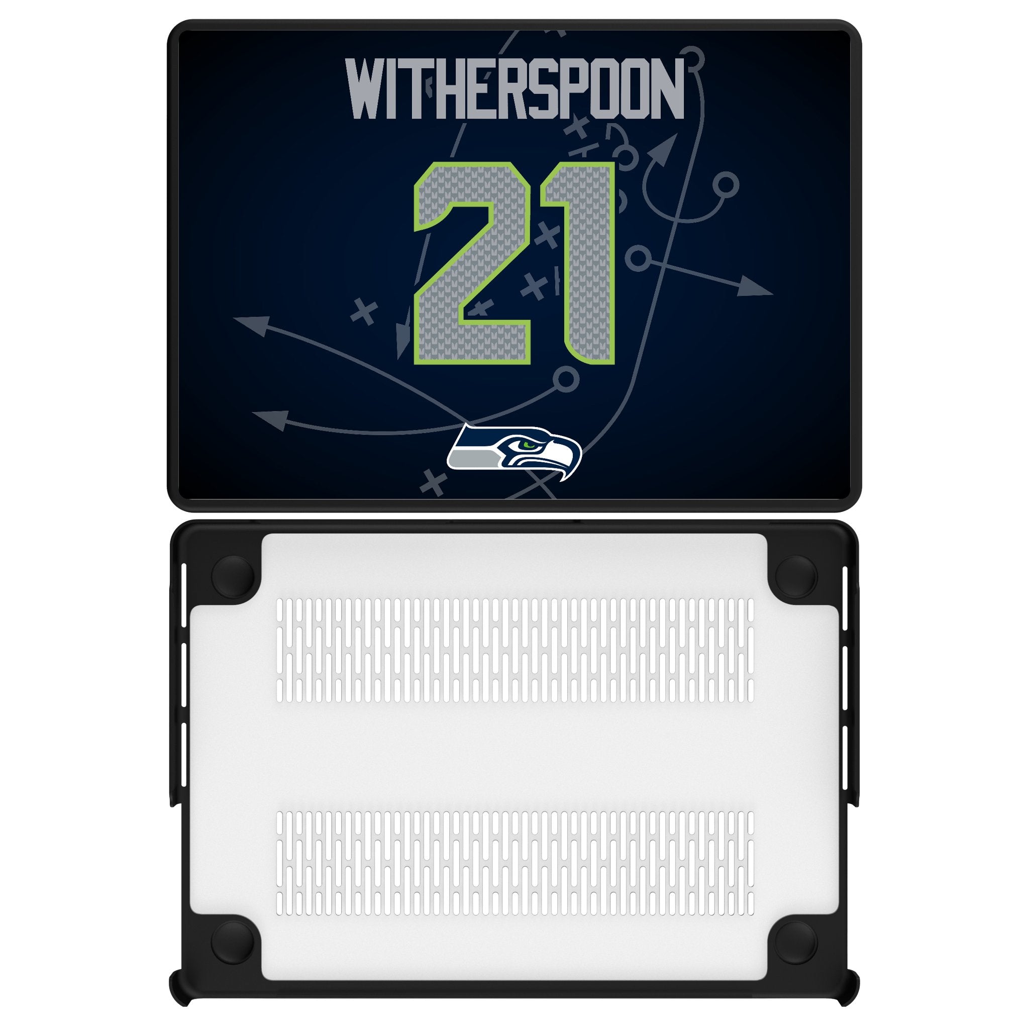 Devon Witherspoon Seattle Seahawks 21 Game Tactic Laptop Case for Apple MacBook - Sports Gifts, Sports Memorabilia, Sports Collectibles, Fan Shop