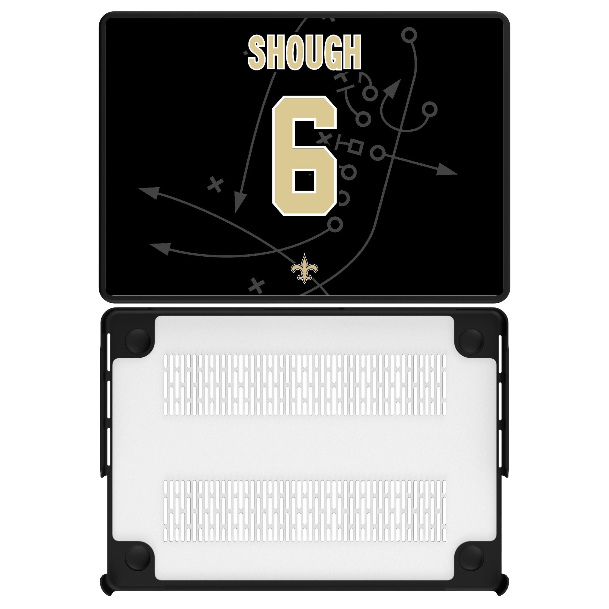 Tyler Shough New Orleans Saints 6 Game Tactic Laptop Case for Apple MacBook - Sports Gifts, Sports Memorabilia, Sports Collectibles, Fan Shop