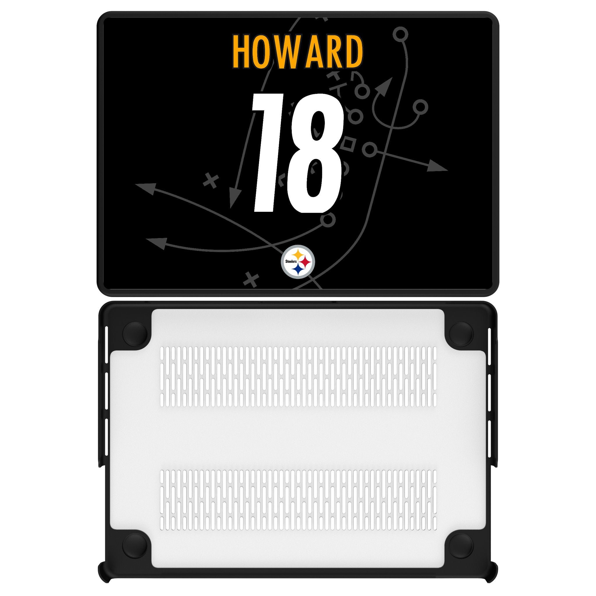 Will Howard Pittsburgh Steelers 18 Game Tactic Laptop Case for Apple MacBook - Sports Gifts, Sports Memorabilia, Sports Collectibles, Fan Shop