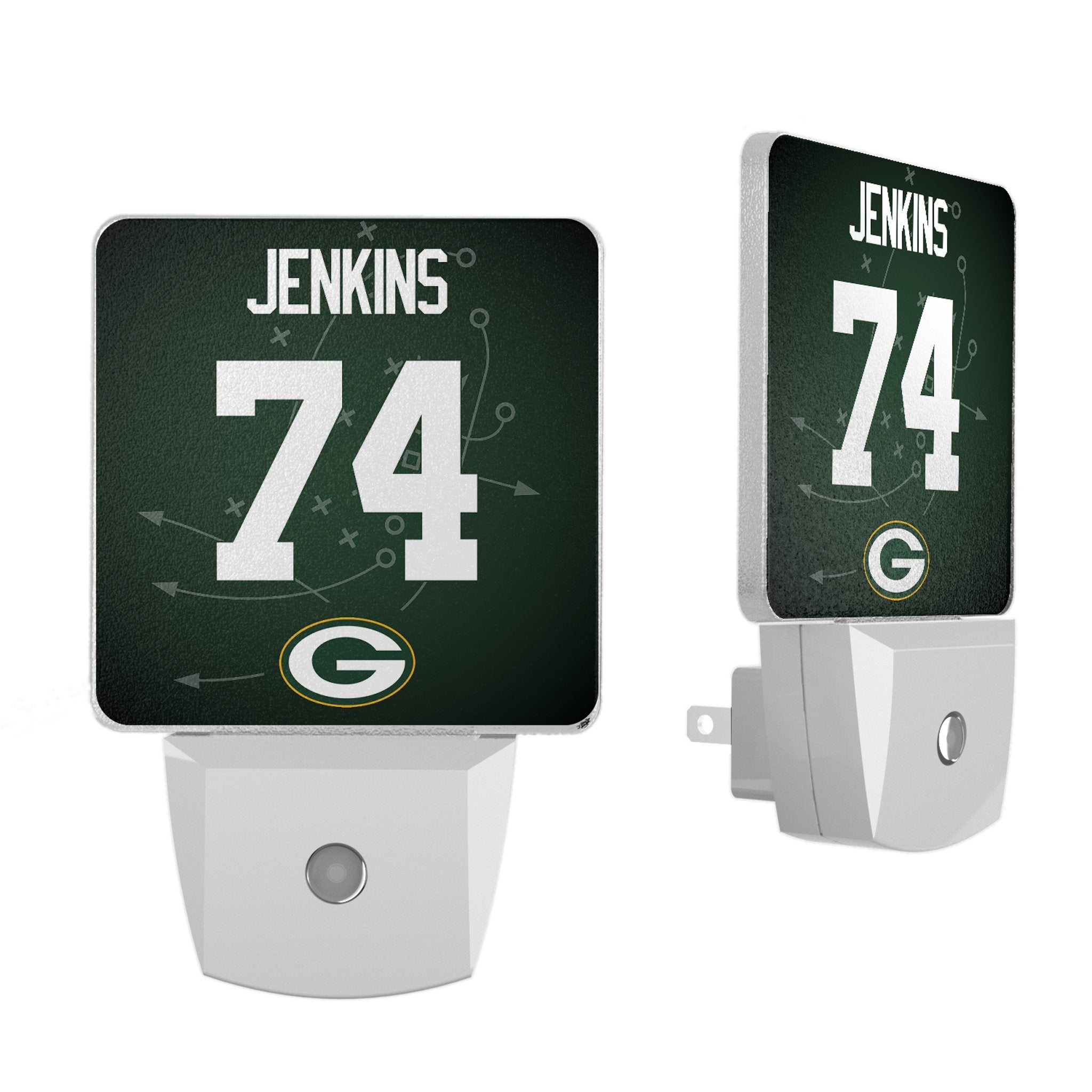 Elgton Jenkins Green Bay Packers 74 Ready Night Light 2-Pack - Sports Gifts, Sports Memorabilia, Sports Collectibles, Fan Shop