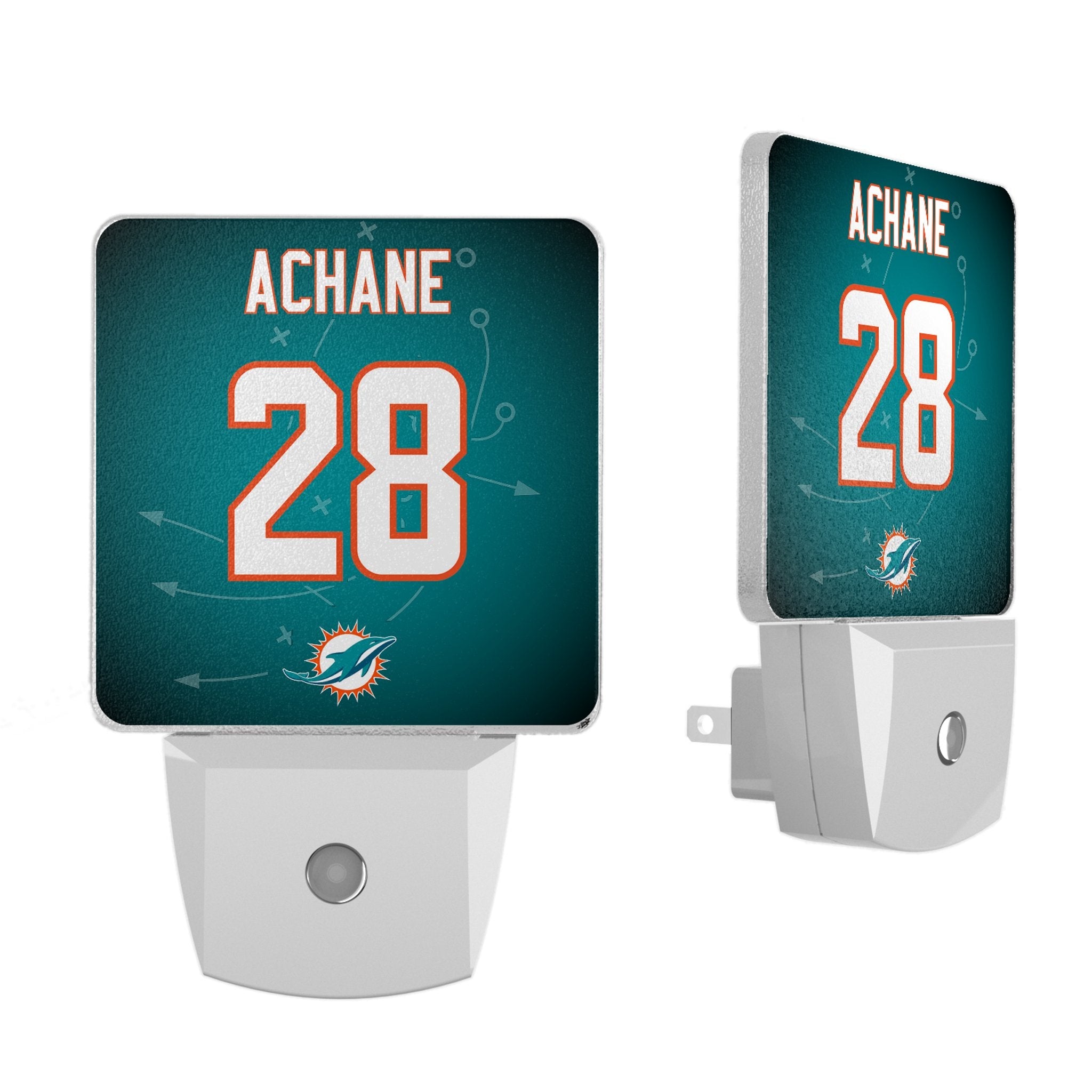De'Von Achane Miami Dolphins 28 Ready Night Light 2-Pack - Sports Gifts, Sports Memorabilia, Sports Collectibles, Fan Shop
