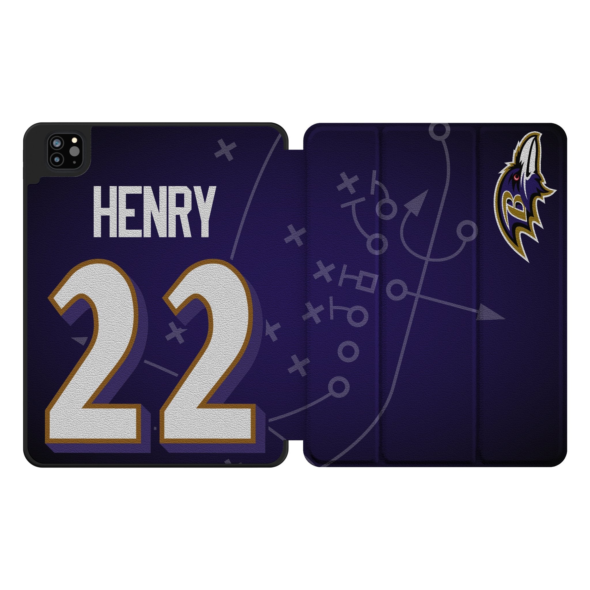 Derrick Henry Baltimore Ravens 22 Ready Tablet Case for Apple iPad - Sports Gifts, Sports Memorabilia, Sports Collectibles, Fan Shop