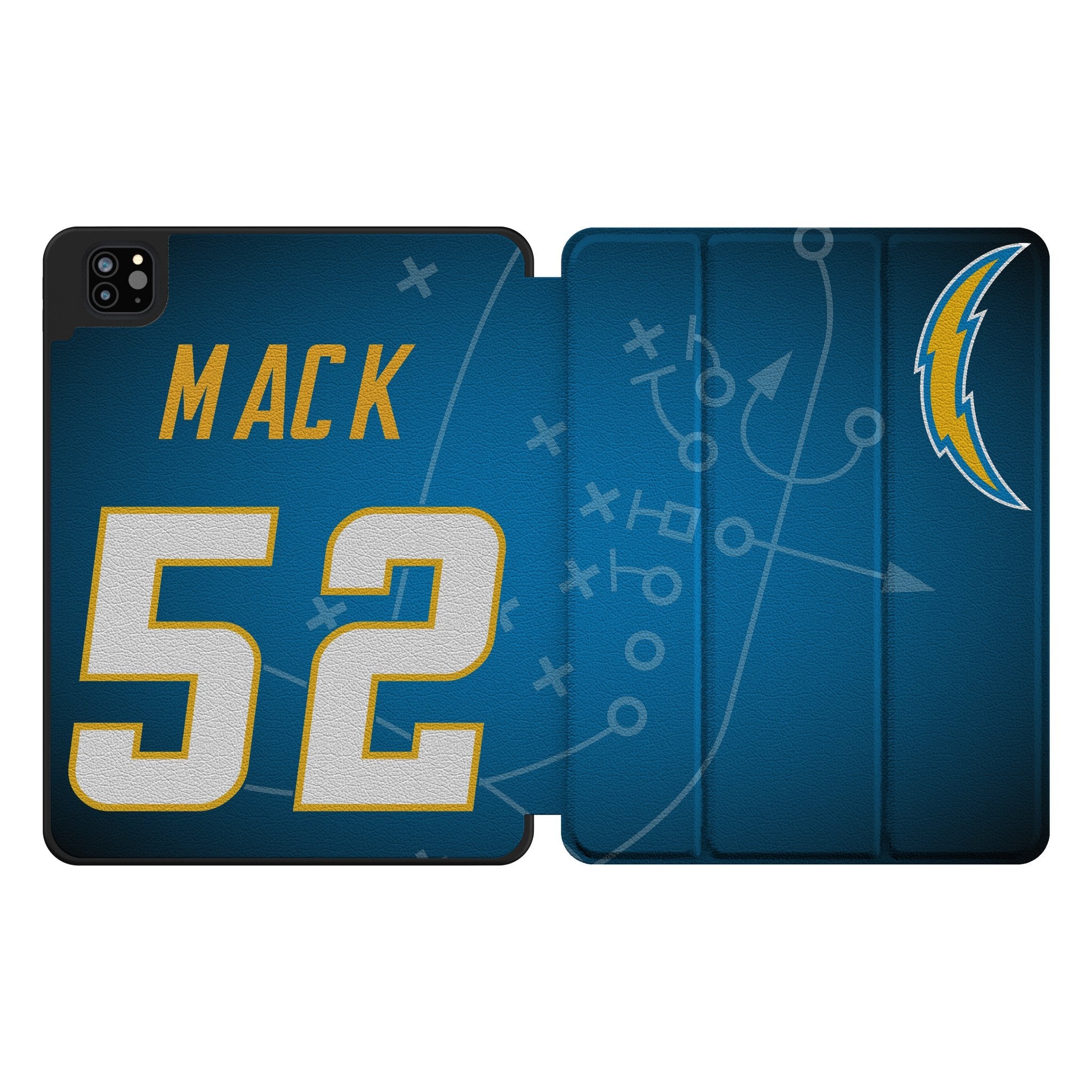 Khalil Mack Los Angeles Chargers 52 Ready Tablet Case for Apple iPad - Sports Gifts, Sports Memorabilia, Sports Collectibles, Fan Shop