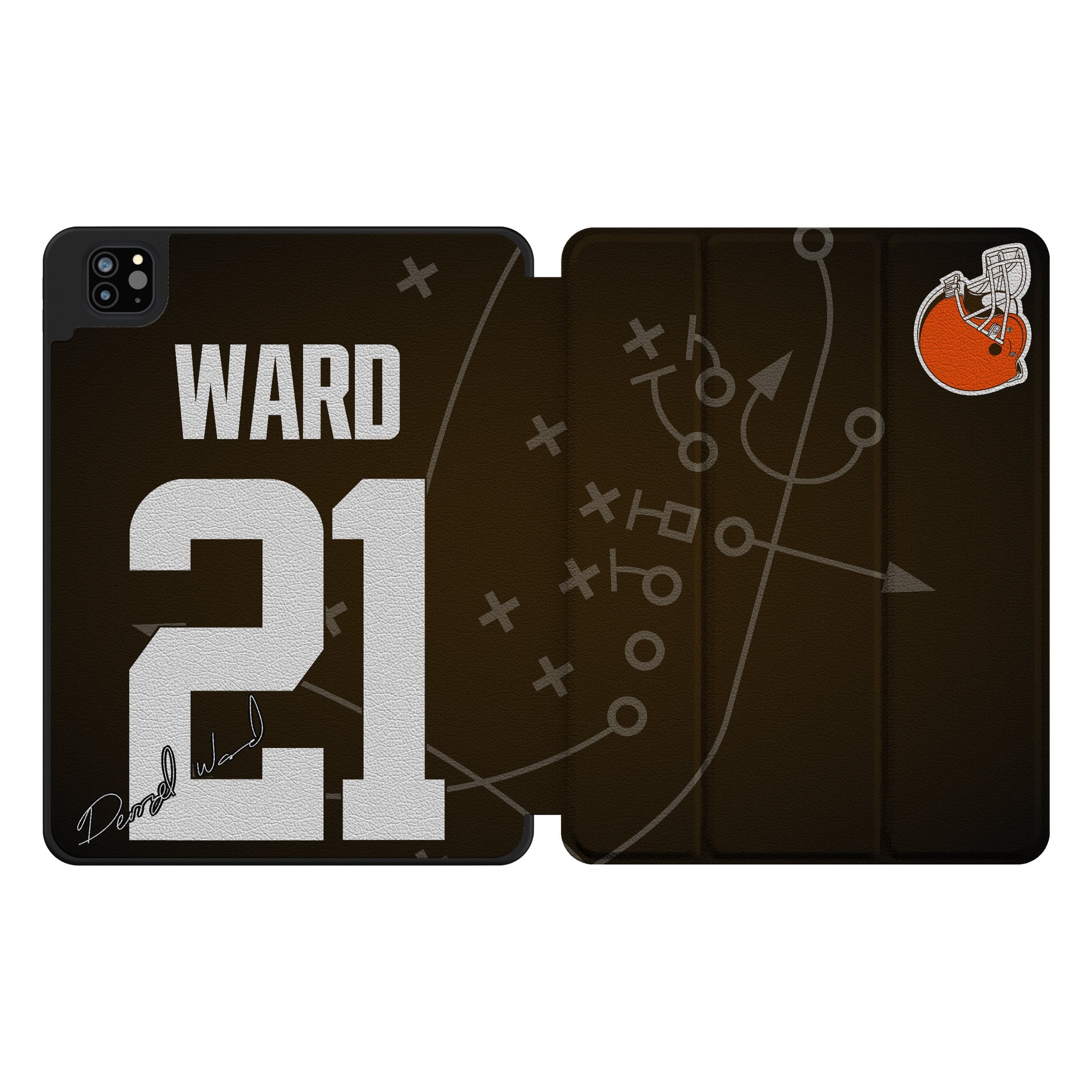 Denzel Ward Cleveland Browns 21 Ready Tablet Case for Apple iPad - Sports Gifts, Sports Memorabilia, Sports Collectibles, Fan Shop
