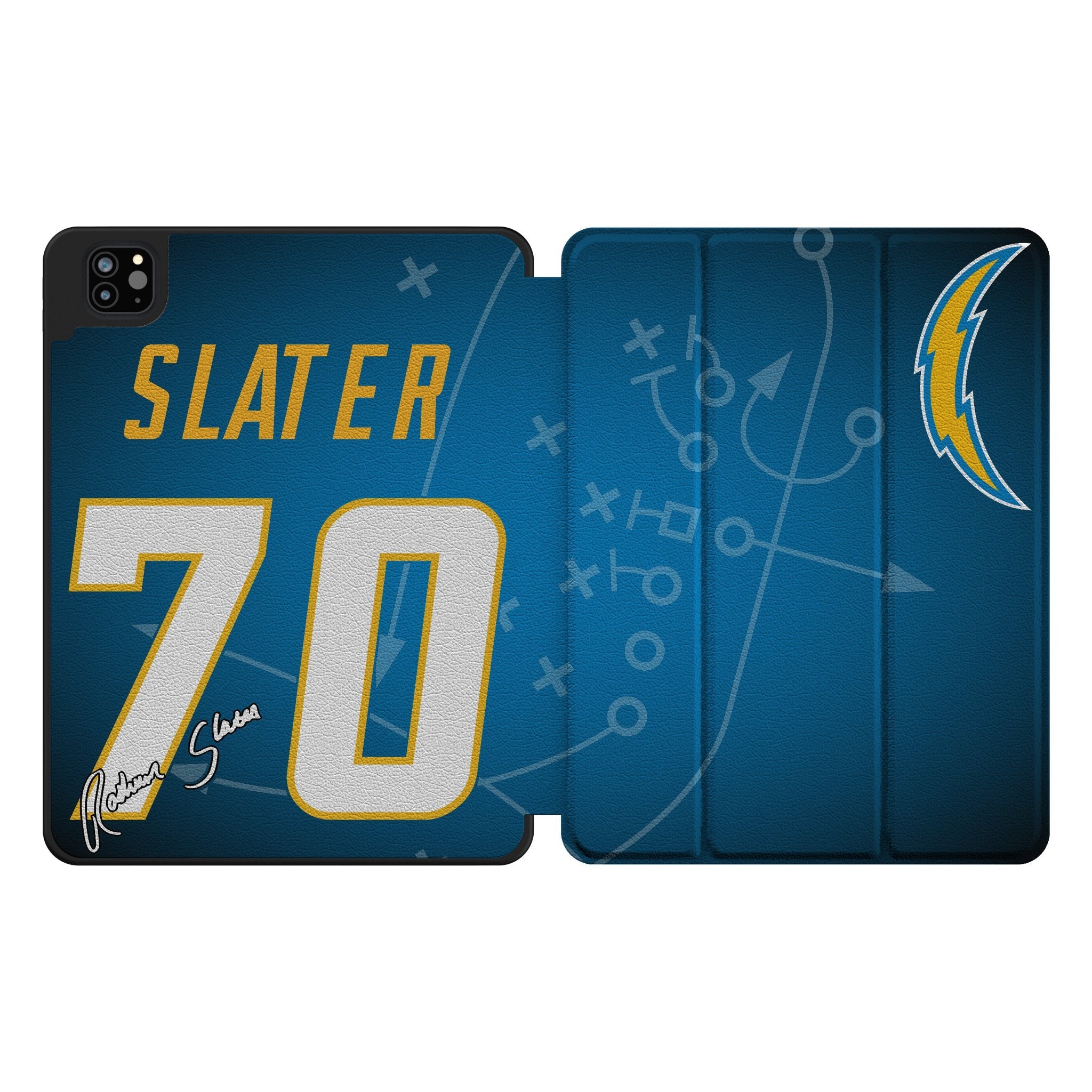 RaShawn Slater Los Angeles Chargers 70 Ready Tablet Case for Apple iPad - Sports Gifts, Sports Memorabilia, Sports Collectibles, Fan Shop