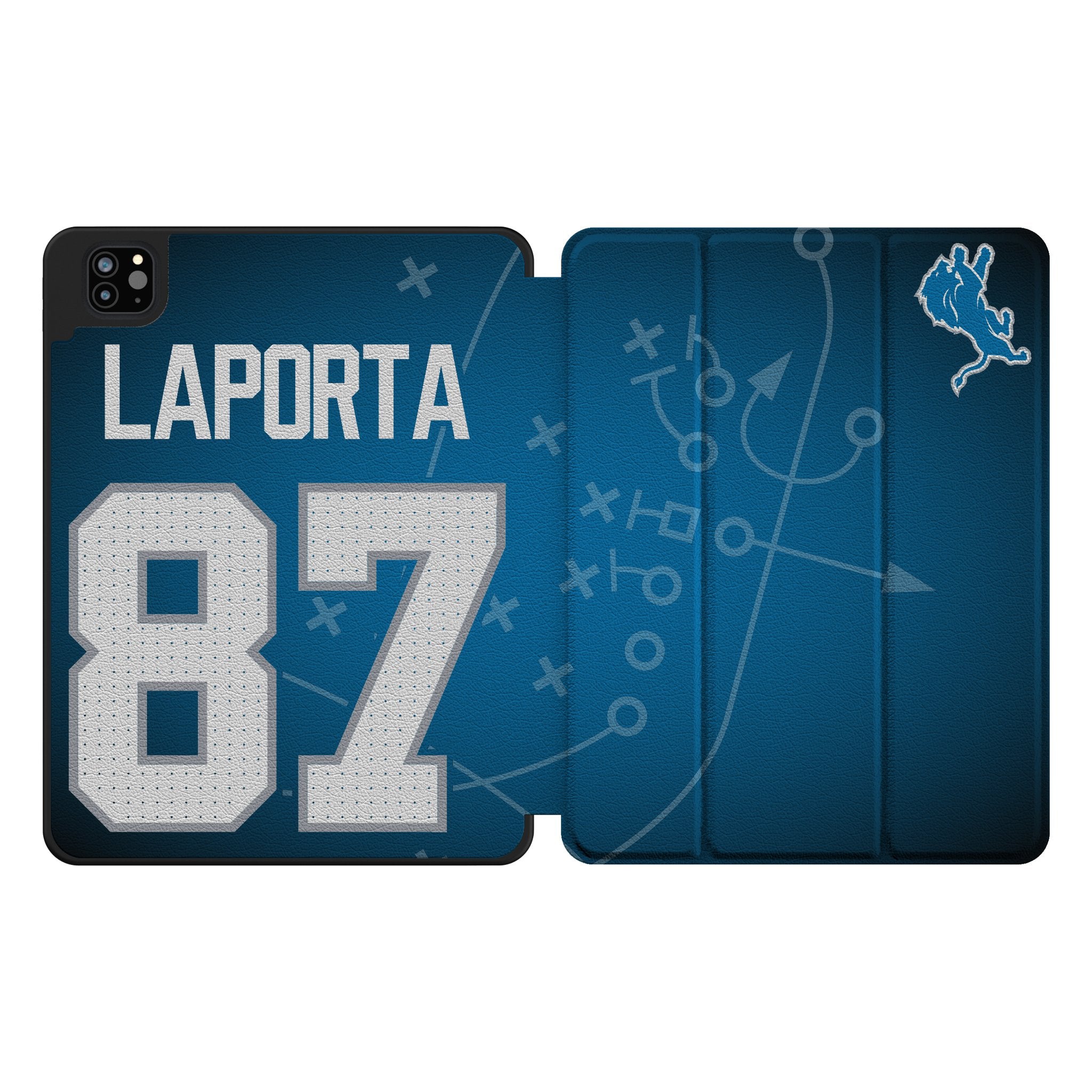 Sam LaPorta Detroit Lions 87 Ready Tablet Case for Apple iPad - Sports Gifts, Sports Memorabilia, Sports Collectibles, Fan Shop