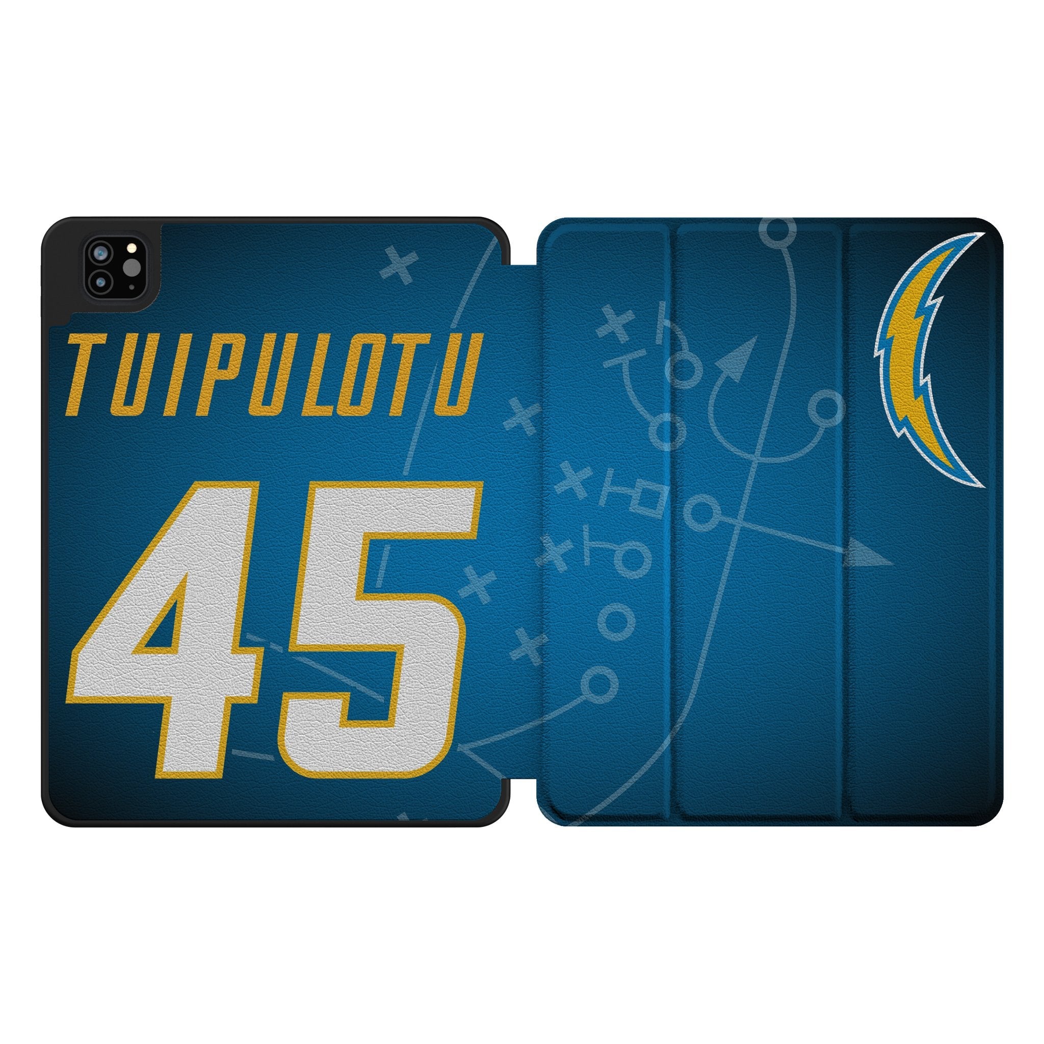 Tuli Tuipulotu Los Angeles Chargers 45 Ready Tablet Case for Apple iPad - Sports Gifts, Sports Memorabilia, Sports Collectibles, Fan Shop