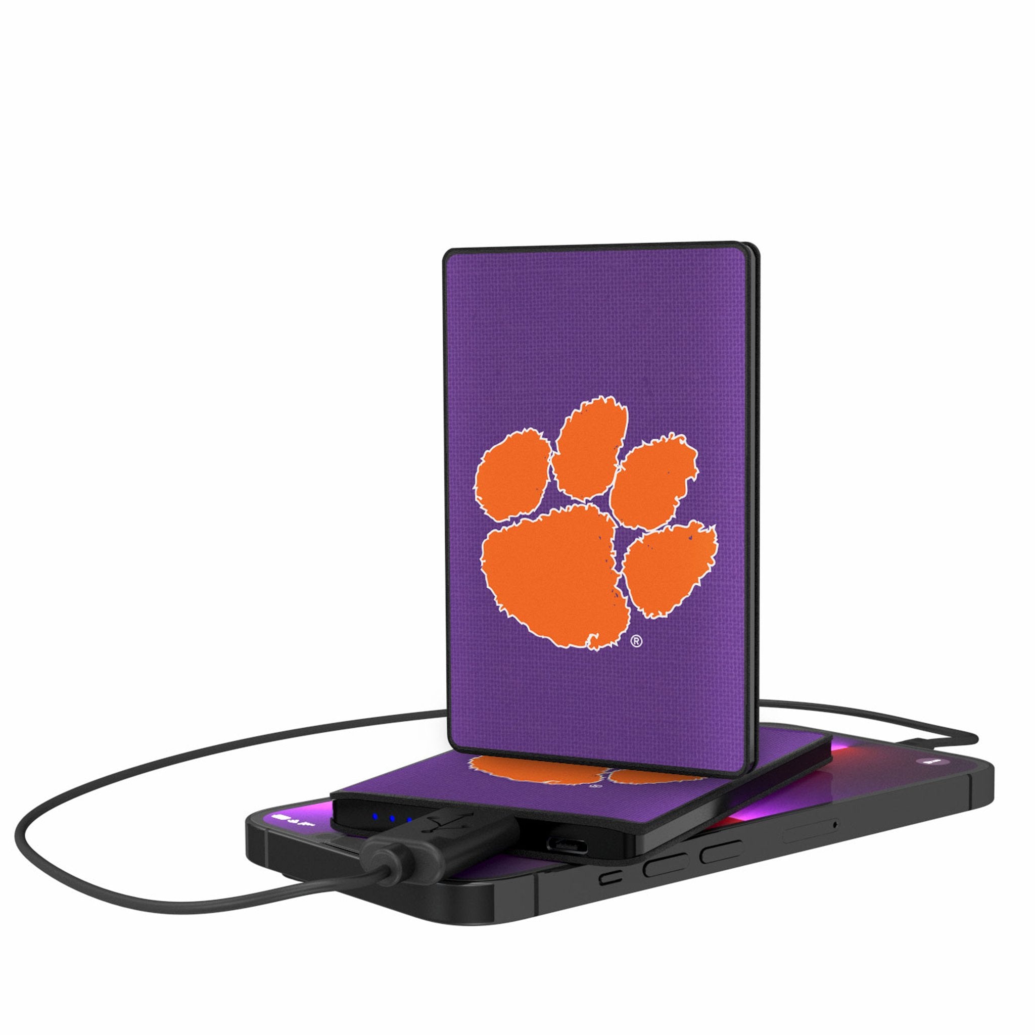 Clemson University Tigers Solid 2500mAh Credit Card Powerbank - Sports Gifts, Sports Memorabilia, Sports Collectibles, Fan Shop