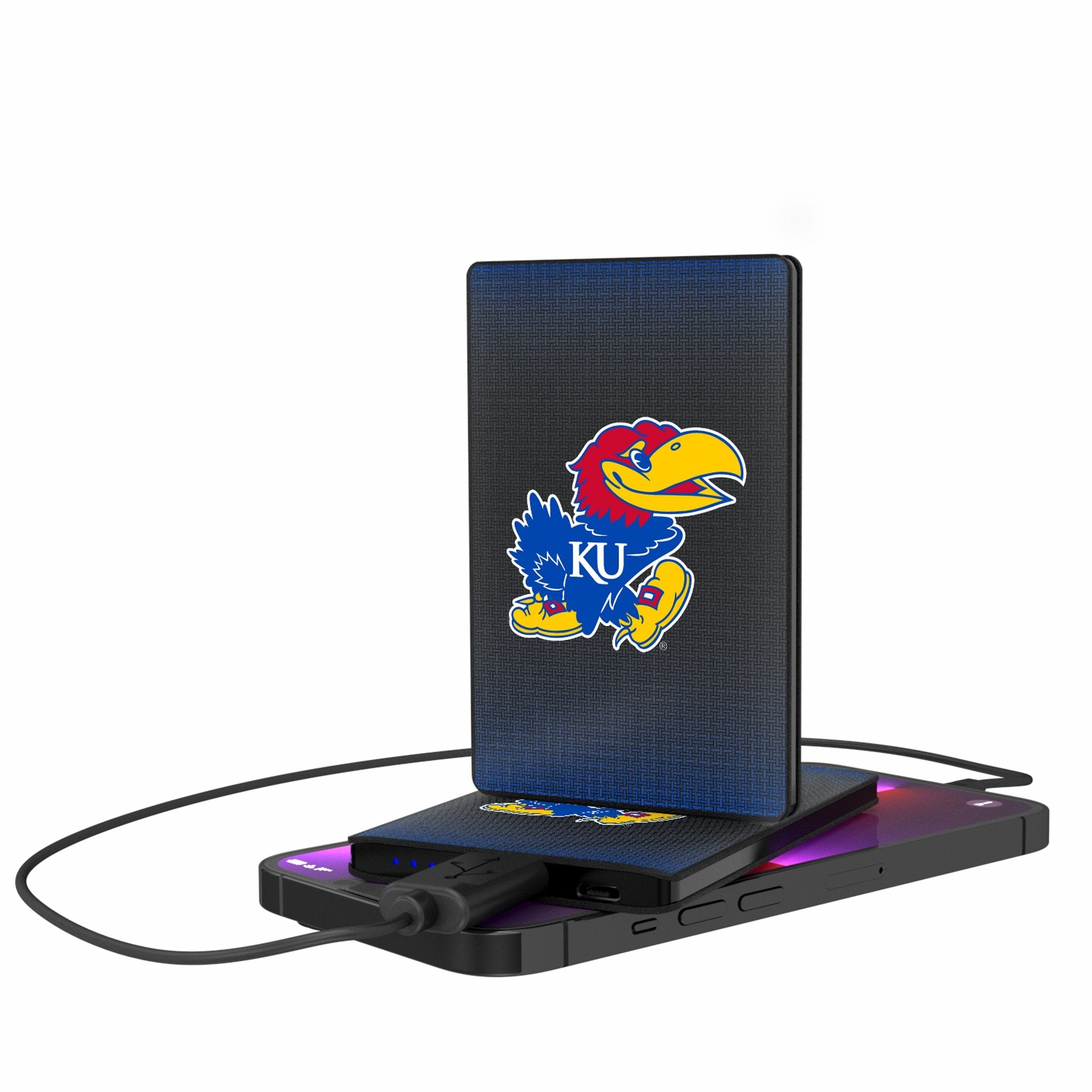 University of Kansas Jayhawks Linen 2500mAh Credit Card Powerbank - Sports Gifts, Sports Memorabilia, Sports Collectibles, Fan Shop