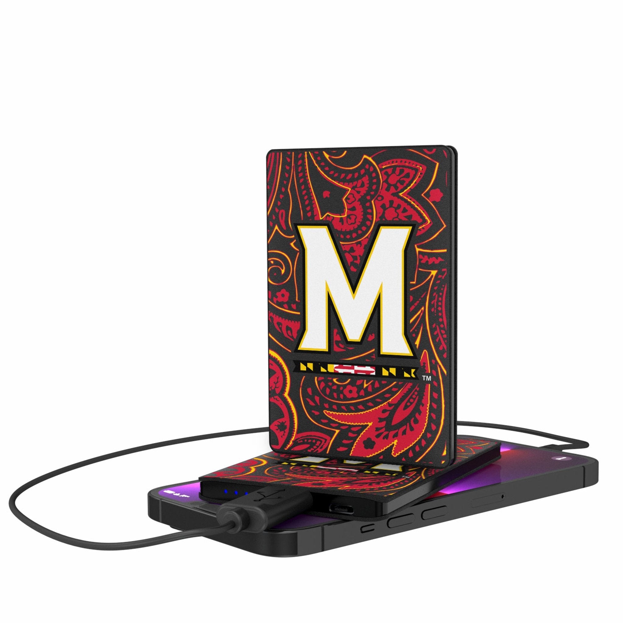 University of Maryland Terrapins Paisley 2500mAh Credit Card Powerbank - Sports Gifts, Sports Memorabilia, Sports Collectibles, Fan Shop