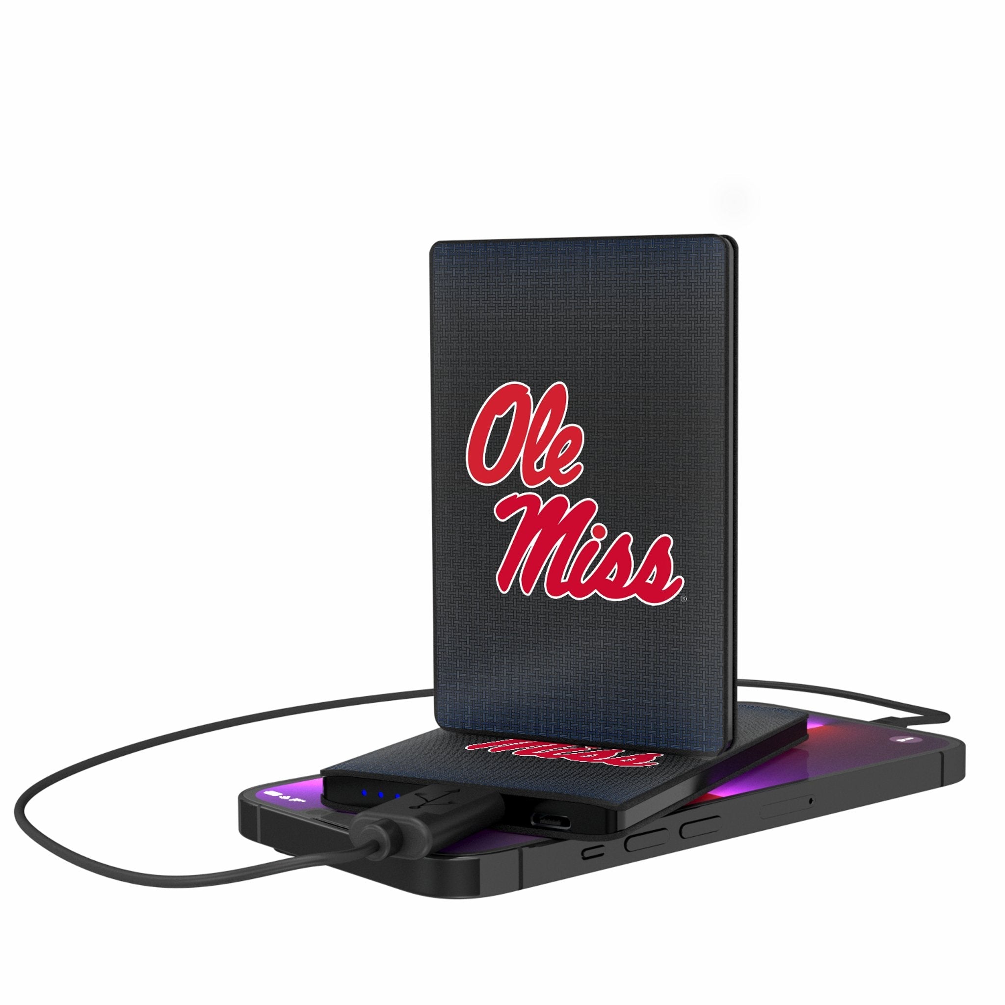 University of Mississippi Rebels Linen 2500mAh Credit Card Powerbank - Sports Gifts, Sports Memorabilia, Sports Collectibles, Fan Shop