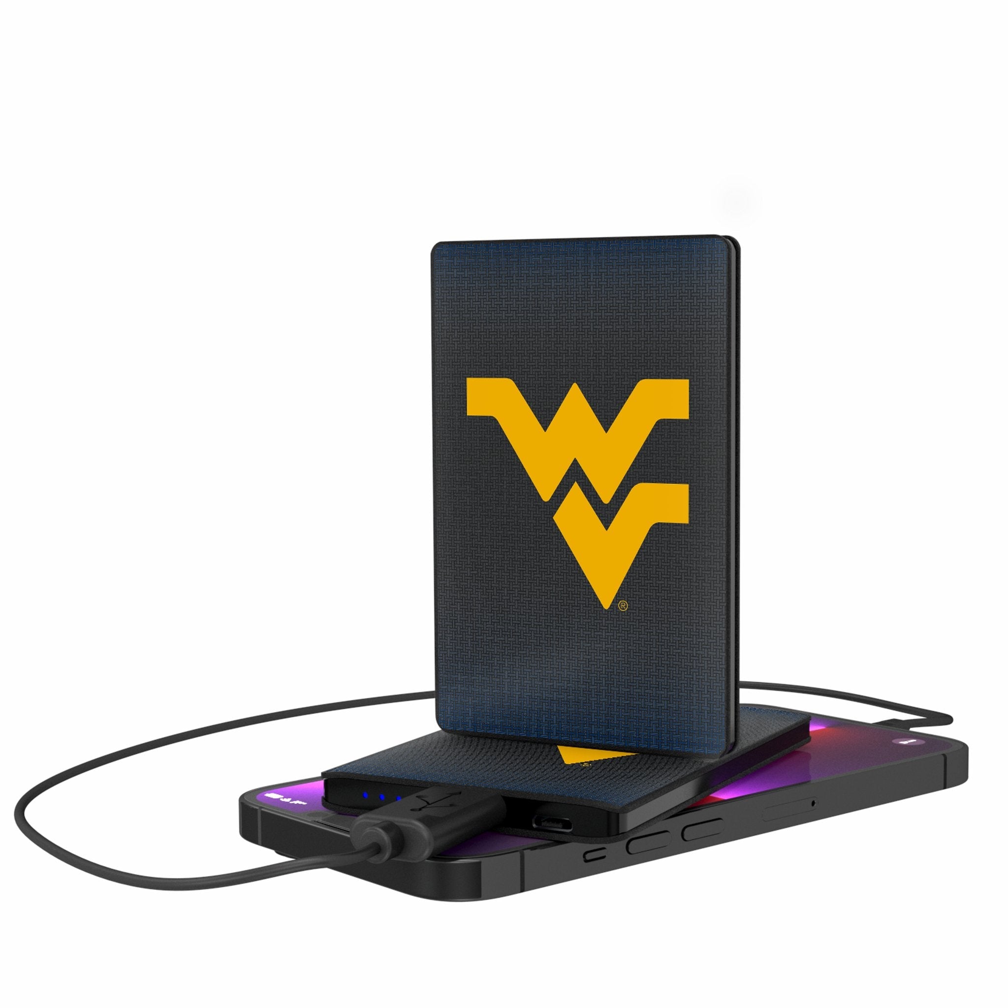 West Virginia University Mountaineers Linen 2500mAh Credit Card Powerbank - Sports Gifts, Sports Memorabilia, Sports Collectibles, Fan Shop