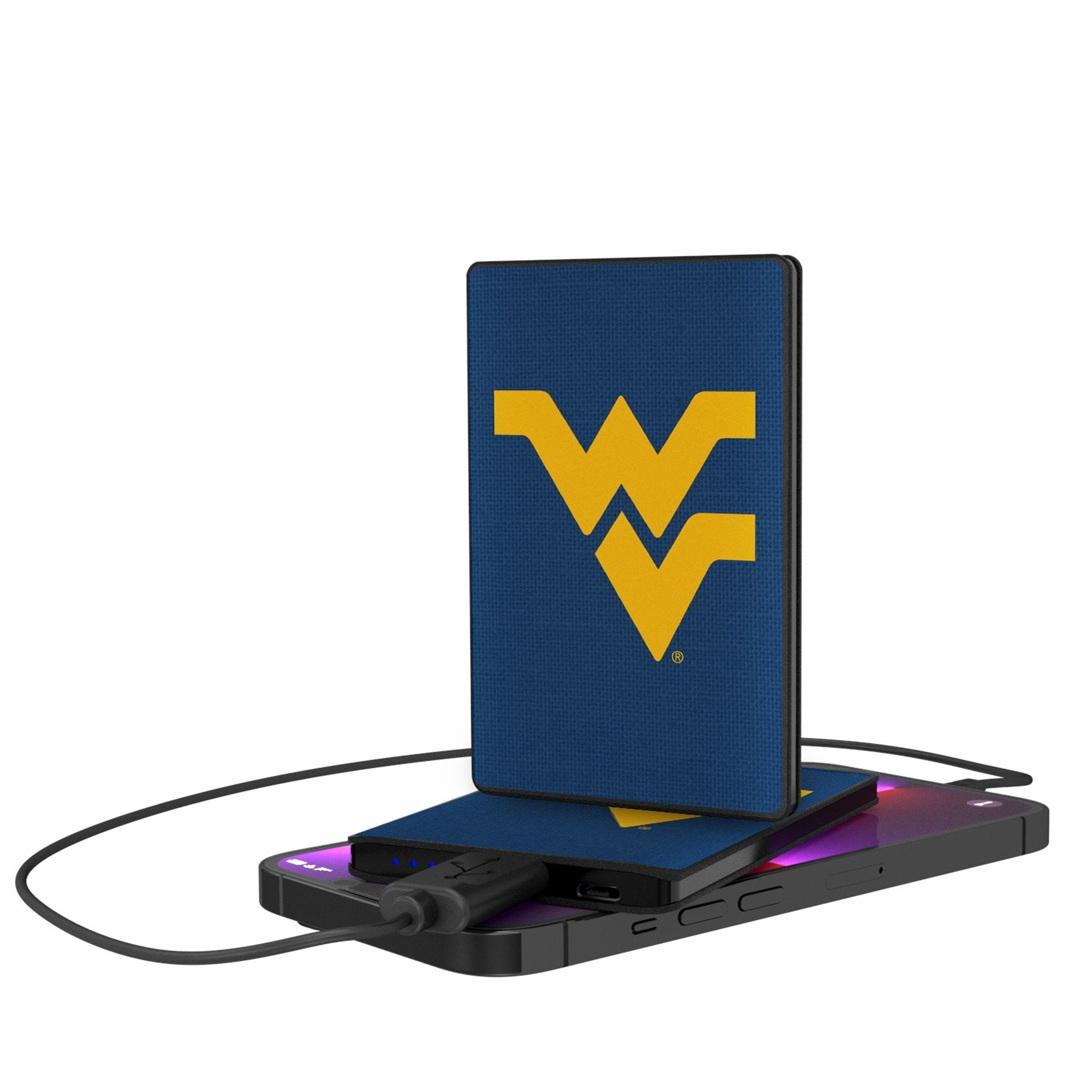 West Virginia University Mountaineers Solid 2500mAh Credit Card Powerbank - Sports Gifts, Sports Memorabilia, Sports Collectibles, Fan Shop