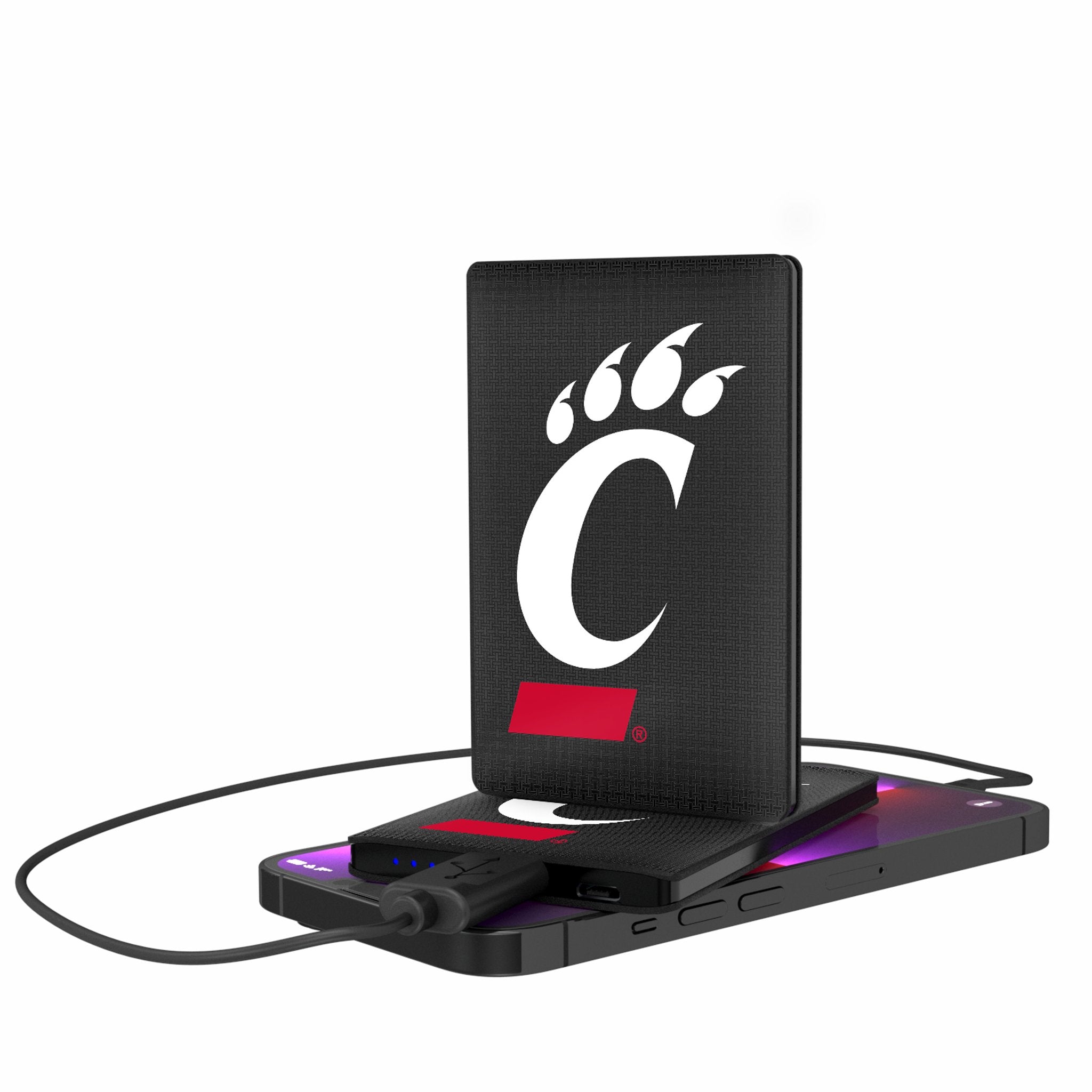University of Cincinnati Bearcats Linen 2500mAh Credit Card Powerbank - Sports Gifts, Sports Memorabilia, Sports Collectibles, Fan Shop