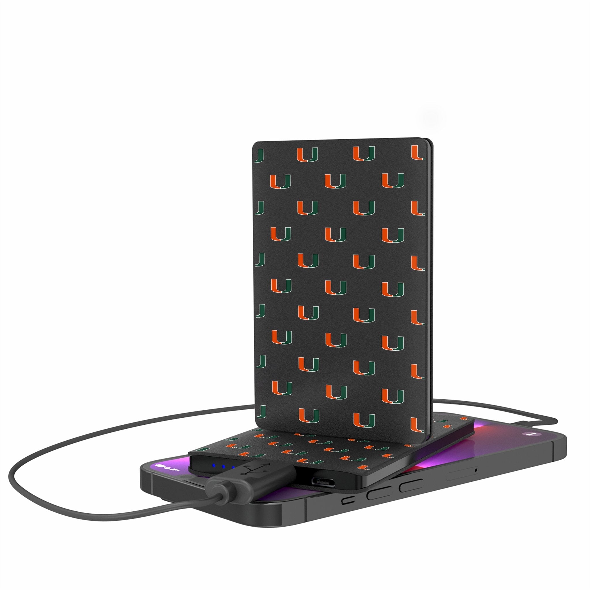 University of Miami Hurricanes Fashion Pattern 2500mAh Credit Card Powerbank - Sports Gifts, Sports Memorabilia, Sports Collectibles, Fan Shop