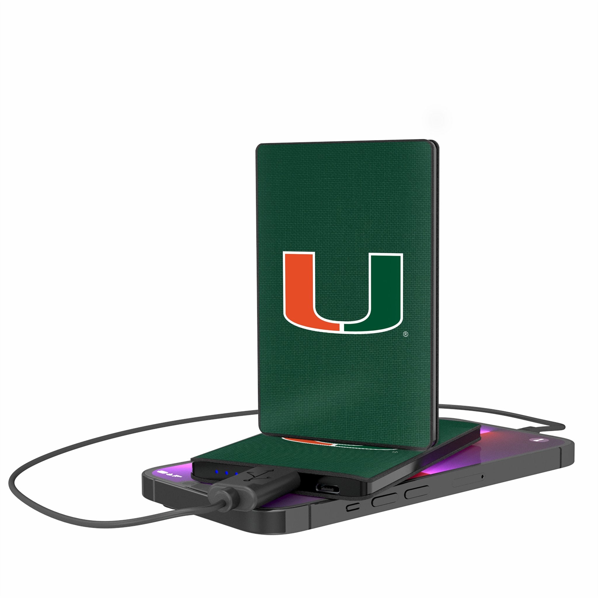 University of Miami Hurricanes Solid 2500mAh Credit Card Powerbank - Sports Gifts, Sports Memorabilia, Sports Collectibles, Fan Shop