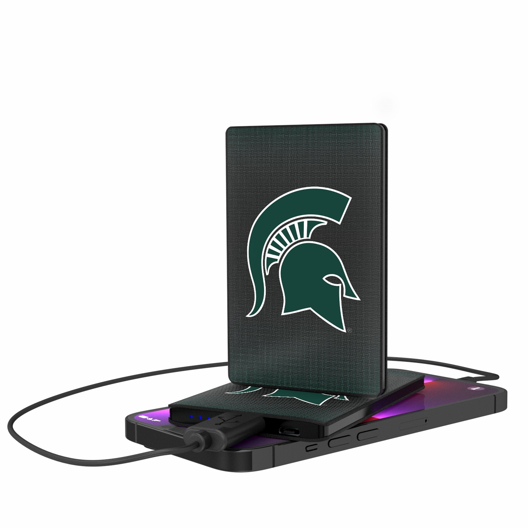 Michigan State University Spartans Linen 2500mAh Credit Card Powerbank - Sports Gifts, Sports Memorabilia, Sports Collectibles, Fan Shop