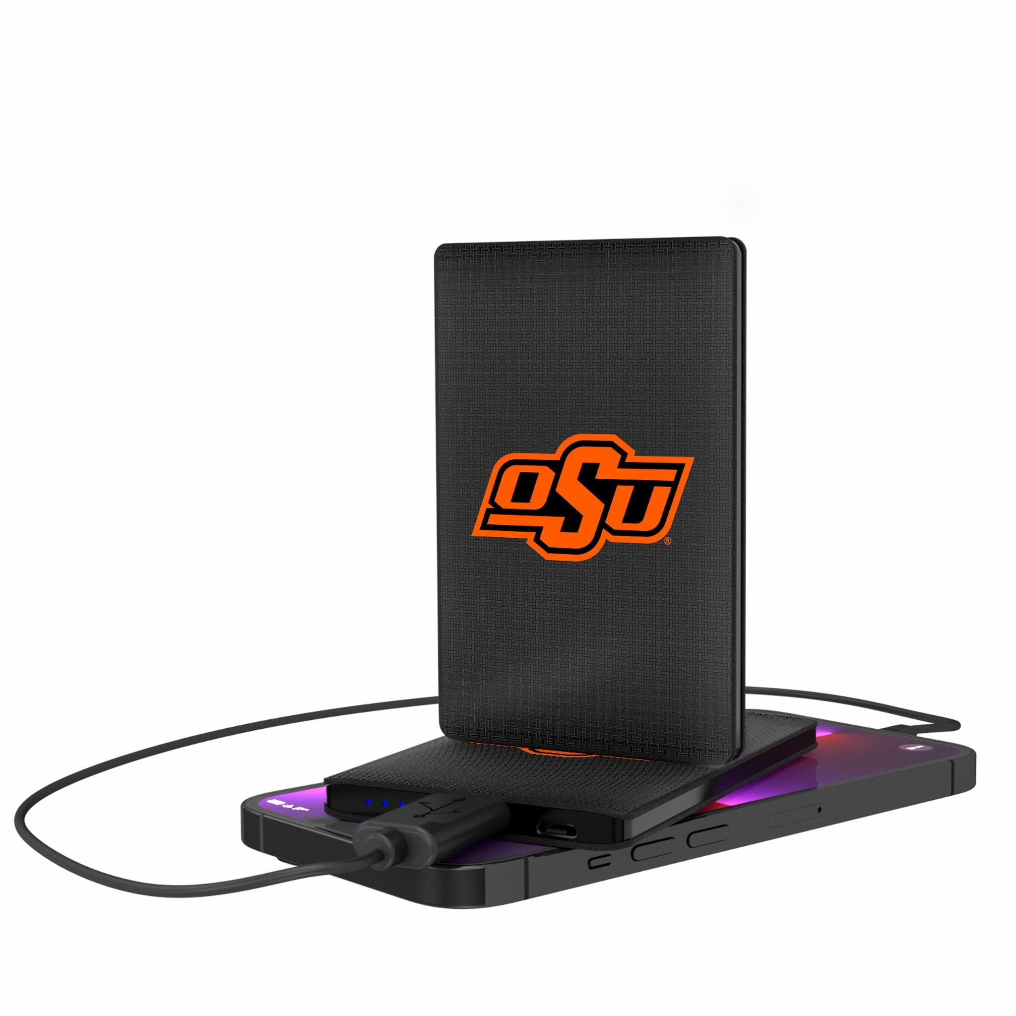 Oklahoma State University Cowboys Linen 2500mAh Credit Card Powerbank - Sports Gifts, Sports Memorabilia, Sports Collectibles, Fan Shop