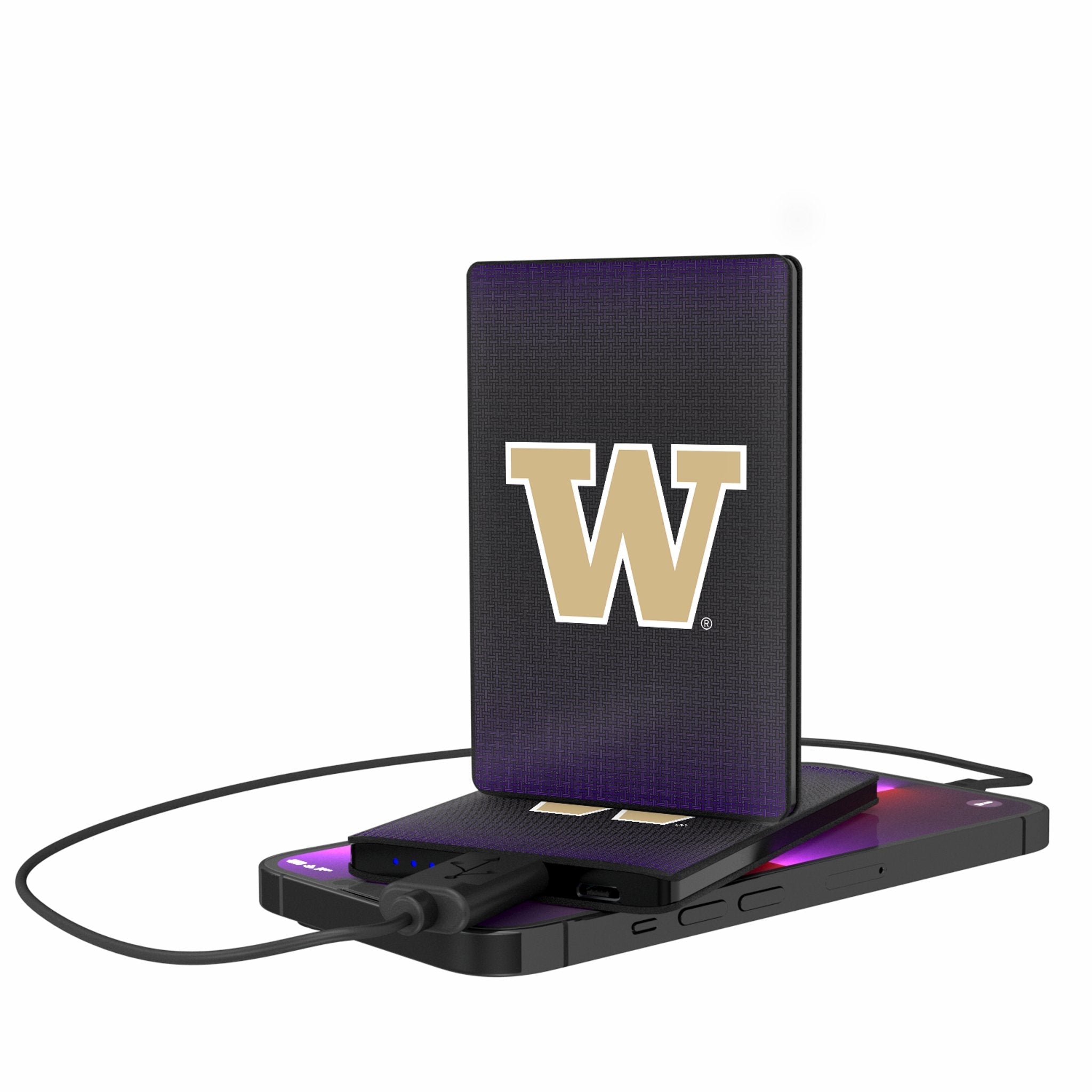 University of Washington Huskies Linen 2500mAh Credit Card Powerbank - Sports Gifts, Sports Memorabilia, Sports Collectibles, Fan Shop