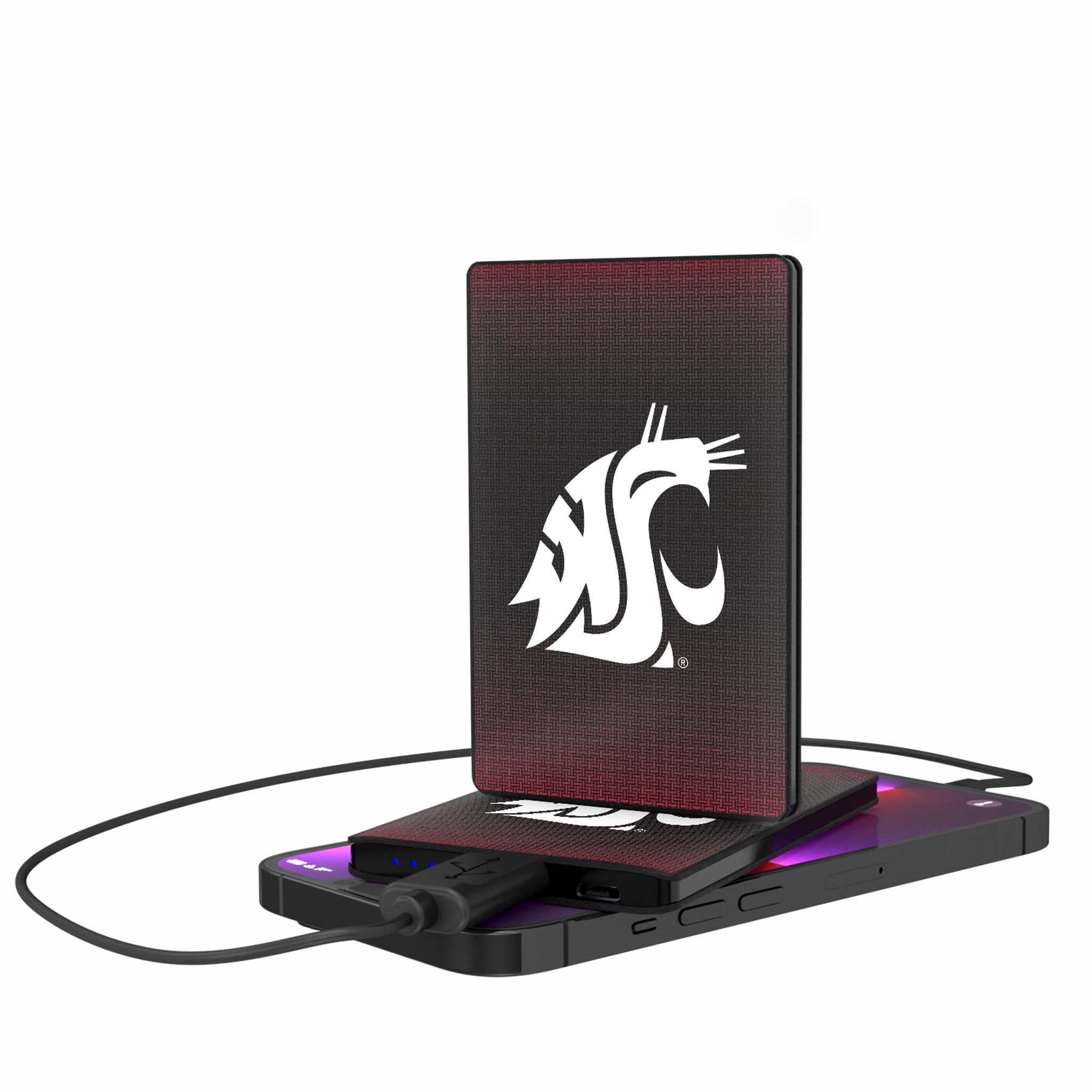 Washington State University Cougars Linen 2500mAh Credit Card Powerbank - Sports Gifts, Sports Memorabilia, Sports Collectibles, Fan Shop