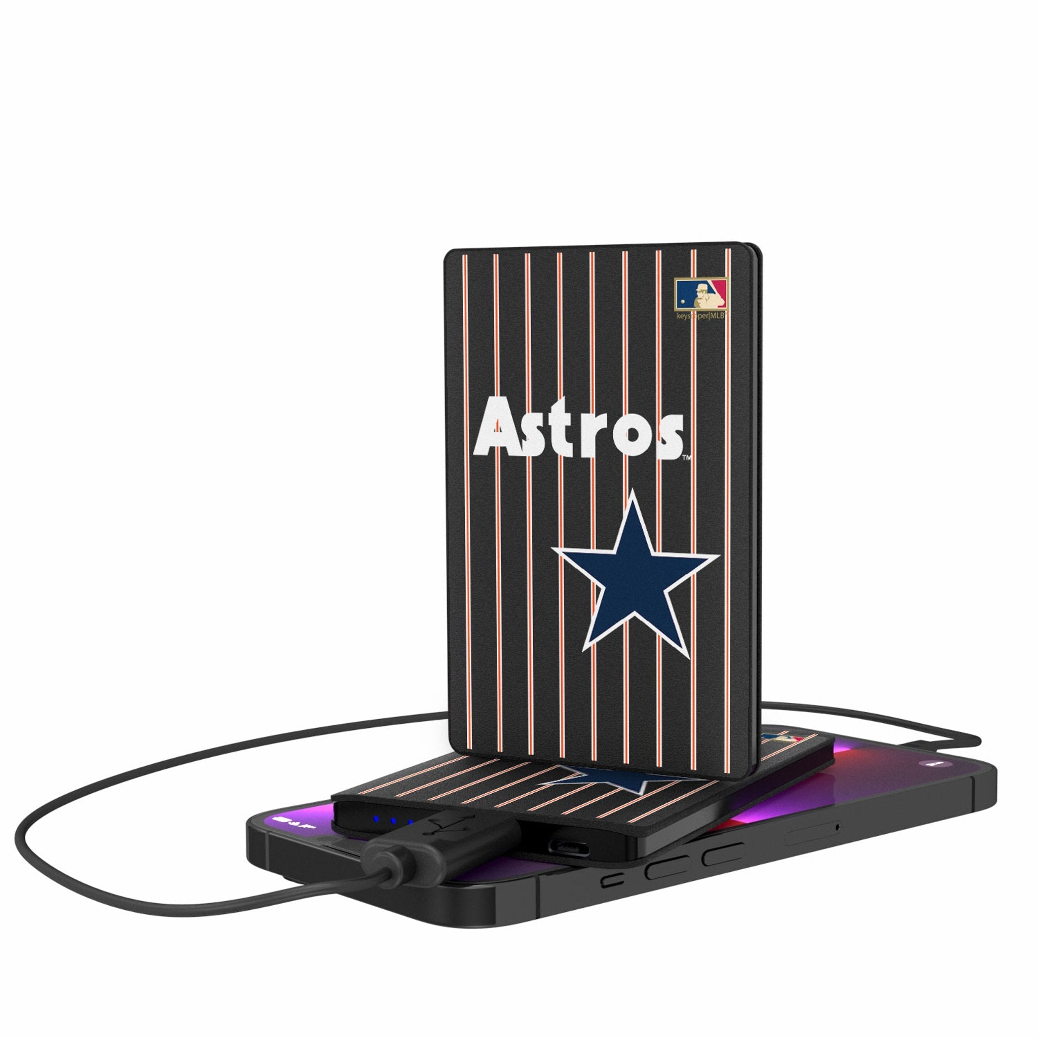 Houston Astros 1975-1981 - Cooperstown Collection Pinstripe 2500mAh Credit Card Powerbank - Sports Gifts, Sports Memorabilia, Sports Collectibles, Fan Shop