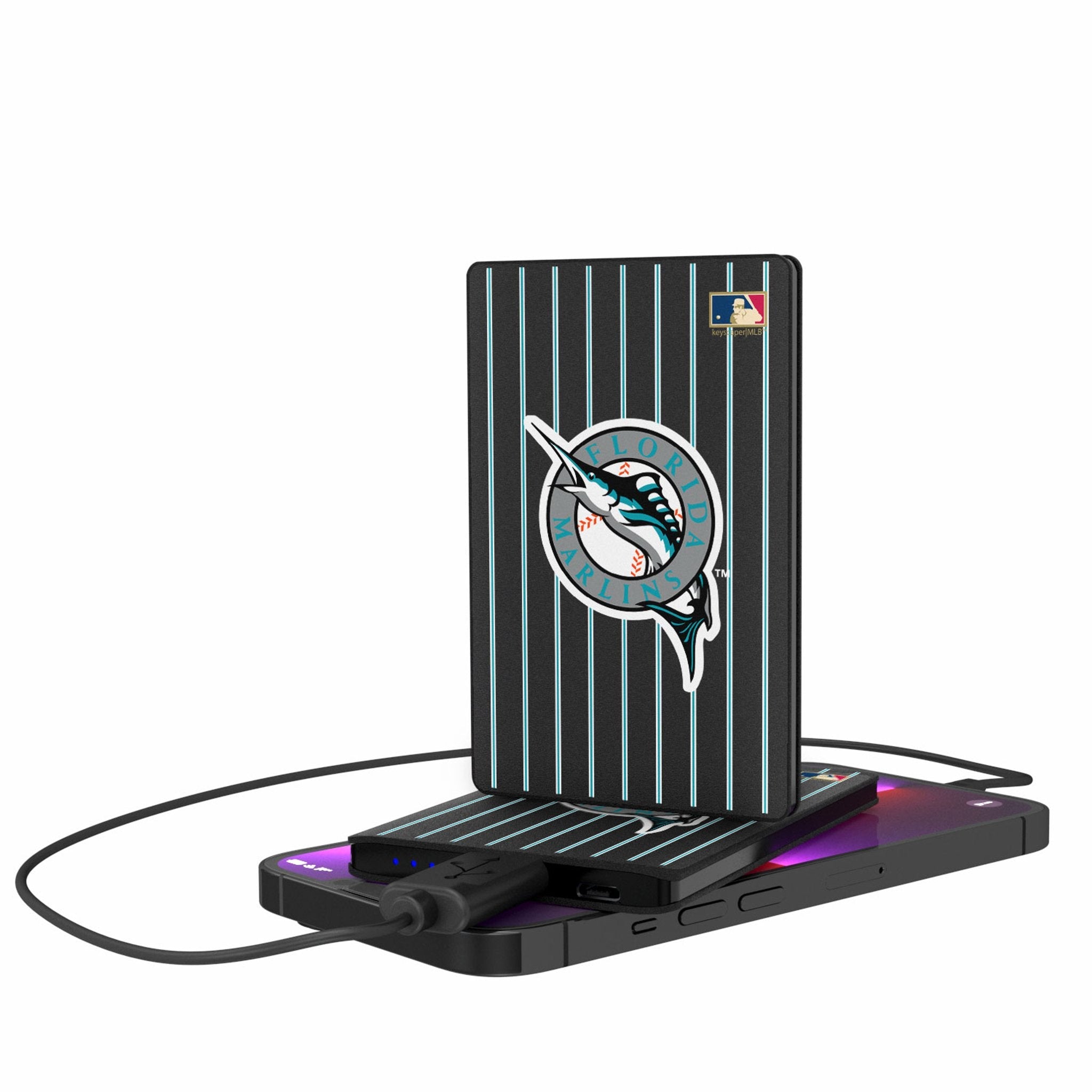 Miami Marlins 1993-2011 - Cooperstown Collection Pinstripe 2500mAh Credit Card Powerbank - Sports Gifts, Sports Memorabilia, Sports Collectibles, Fan Shop