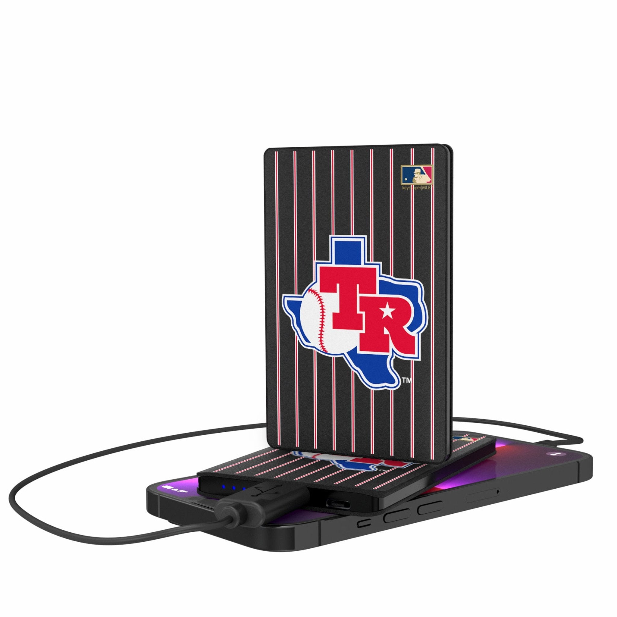 Texas Rangers 1981-1983 - Cooperstown Collection Pinstripe 2500mAh Credit Card Powerbank - Sports Gifts, Sports Memorabilia, Sports Collectibles, Fan Shop