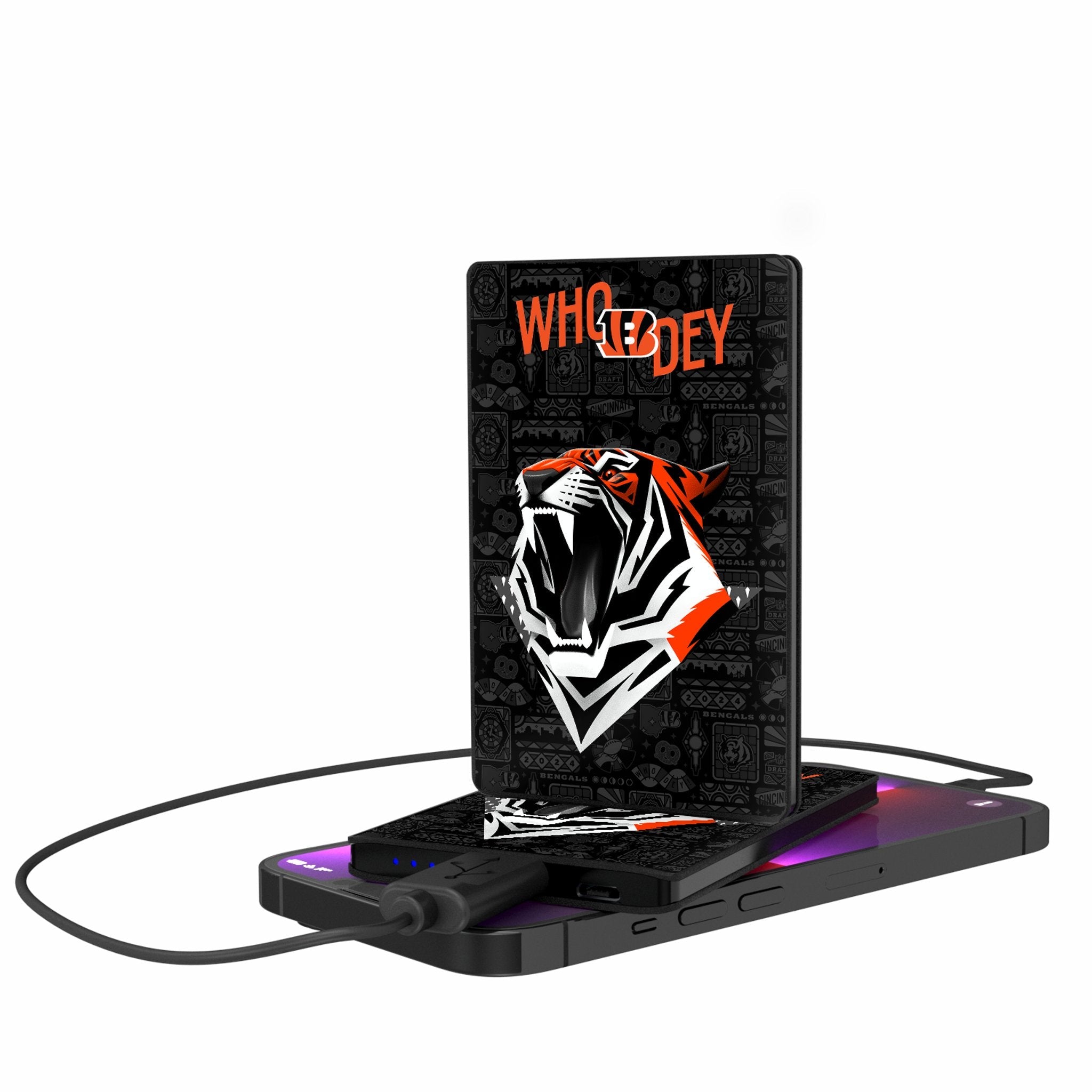 Cincinnati Bengals 2024 Illustrated Limited Edition 2500mAh Credit Card Powerbank - Sports Gifts, Sports Memorabilia, Sports Collectibles, Fan Shop