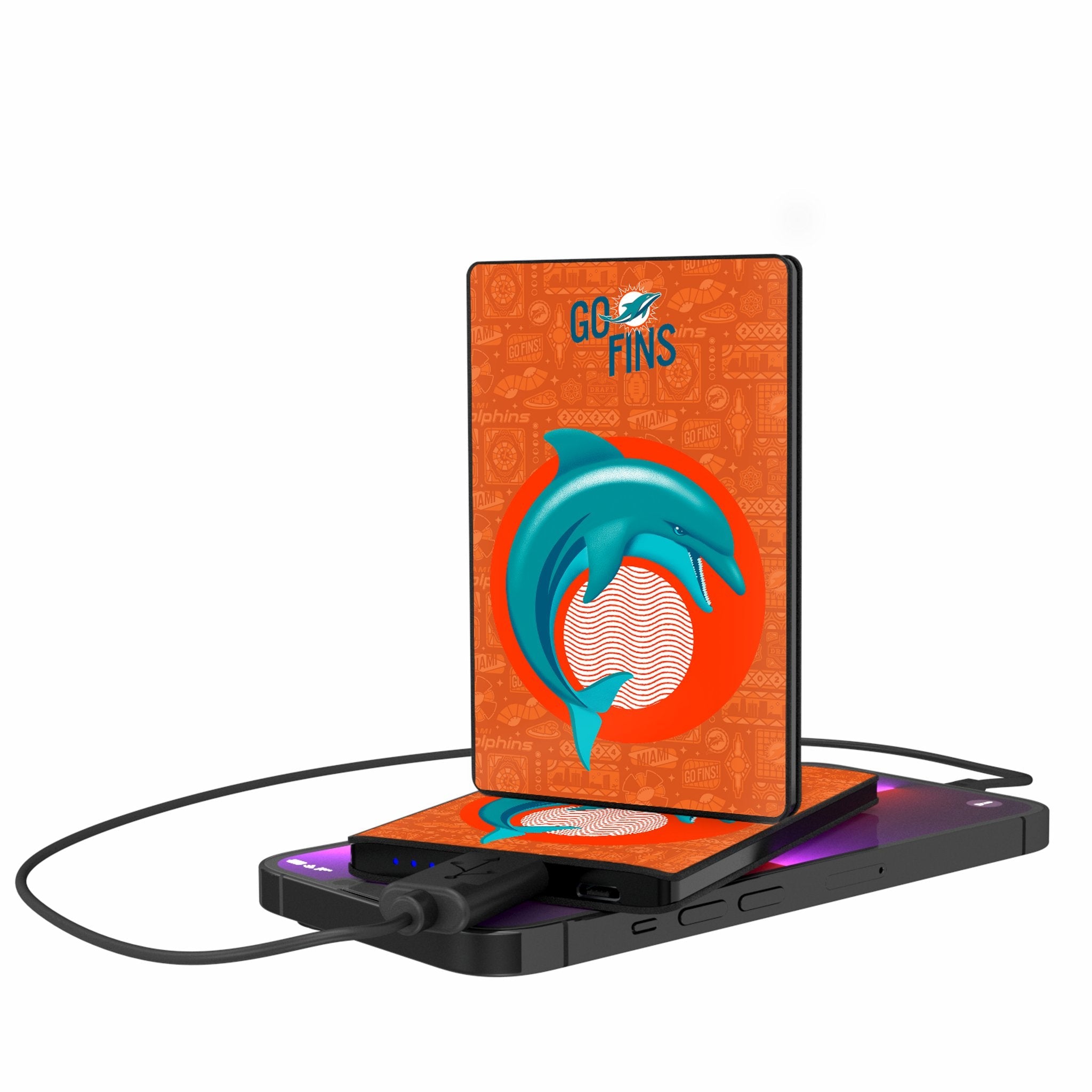 Miami Dolphins 2024 Illustrated Limited Edition 2500mAh Credit Card Powerbank - Sports Gifts, Sports Memorabilia, Sports Collectibles, Fan Shop