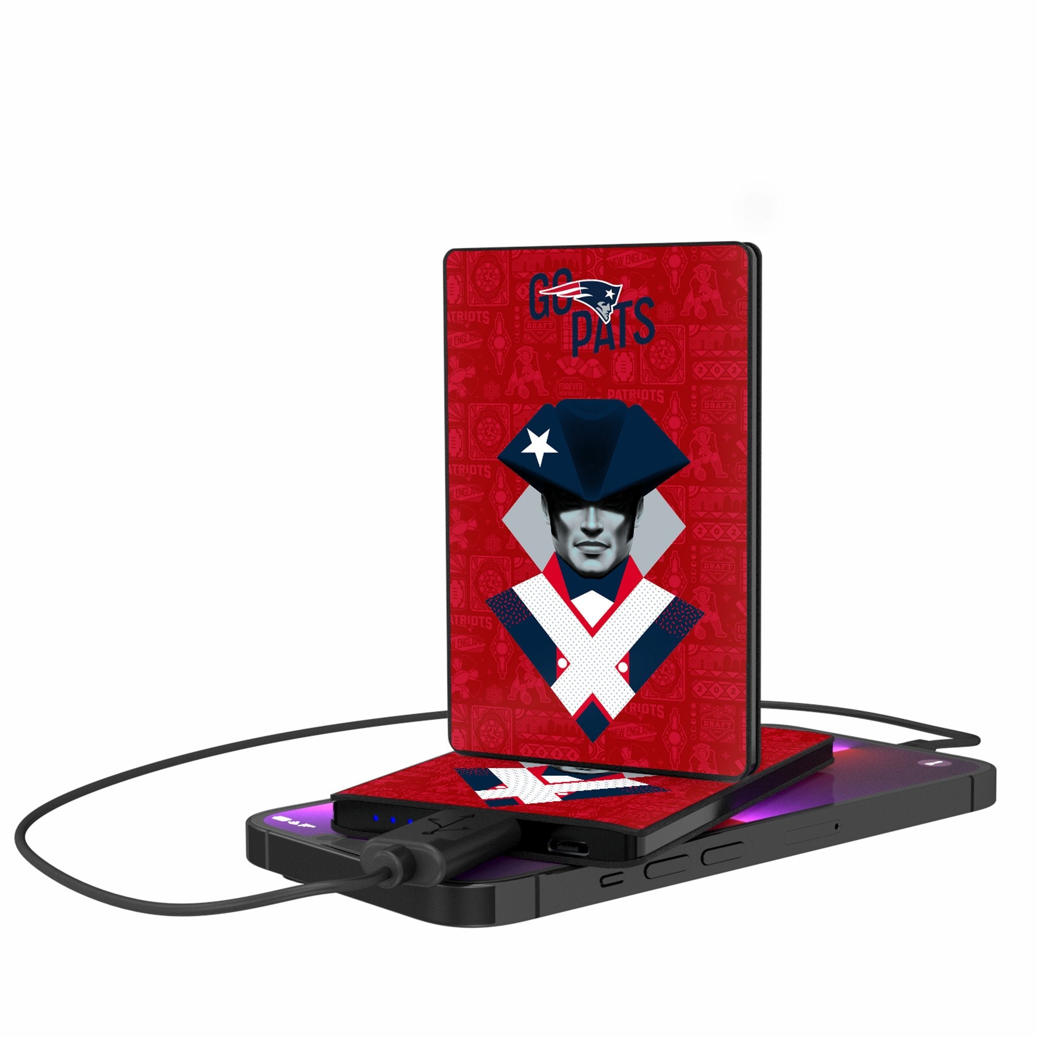 New England Patriots 2024 Illustrated Limited Edition 2500mAh Credit Card Powerbank - Sports Gifts, Sports Memorabilia, Sports Collectibles, Fan Shop