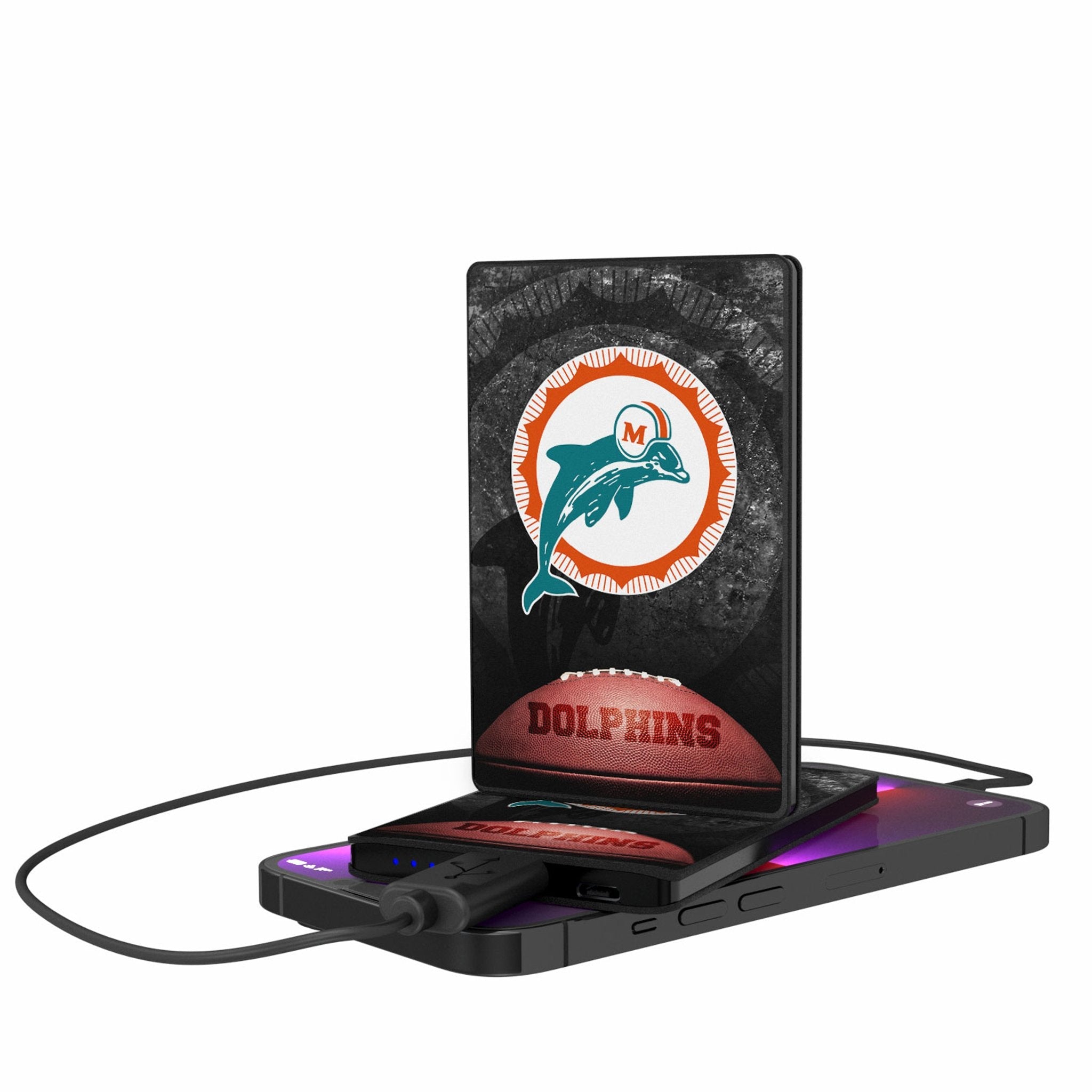 Miami Dolphins 1966-1973 Historic Collection Legendary 2500mAh Credit Card Powerbank - Sports Gifts, Sports Memorabilia, Sports Collectibles, Fan Shop