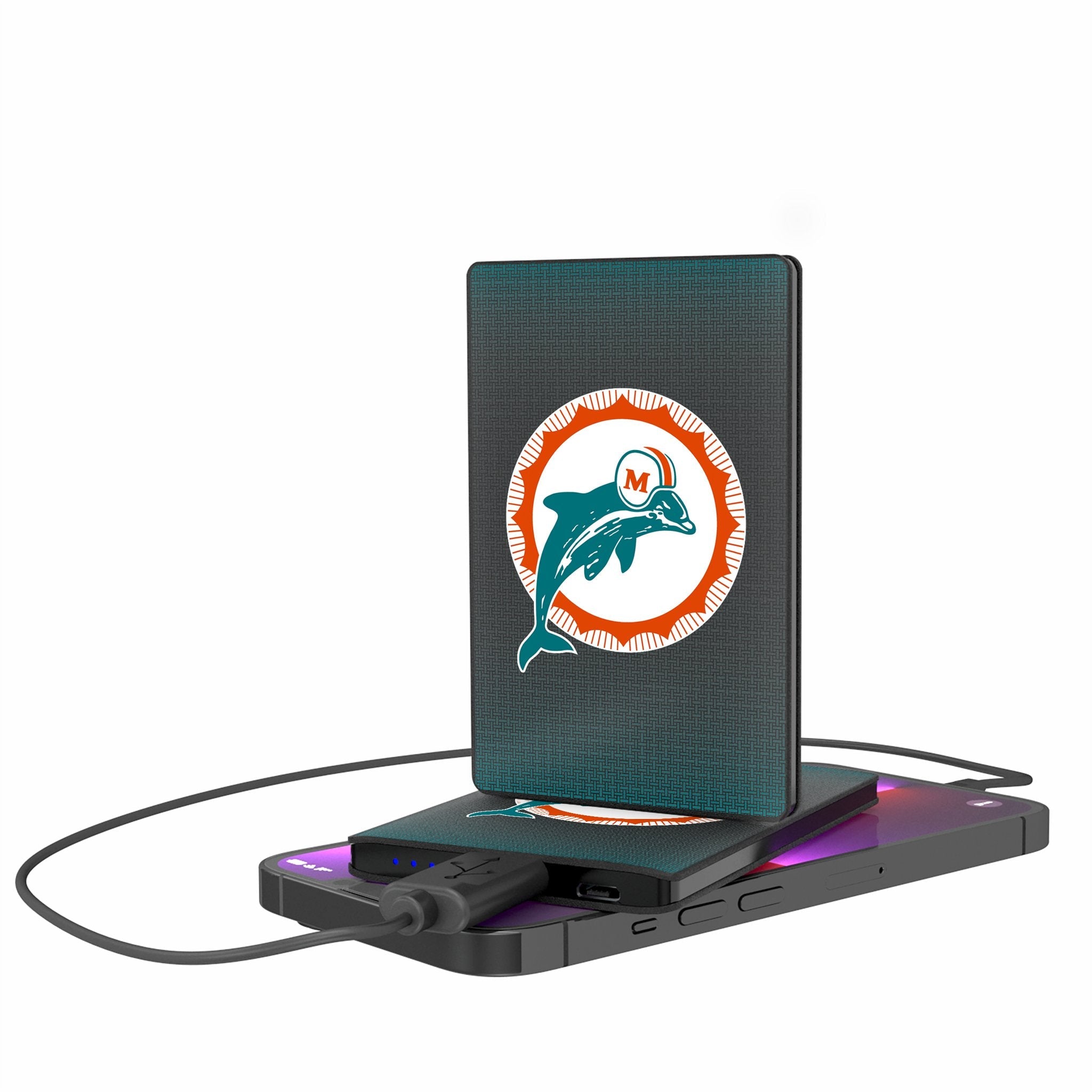 Miami Dolphins 1966-1973 Historic Collection Linen 2500mAh Credit Card Powerbank - Sports Gifts, Sports Memorabilia, Sports Collectibles, Fan Shop