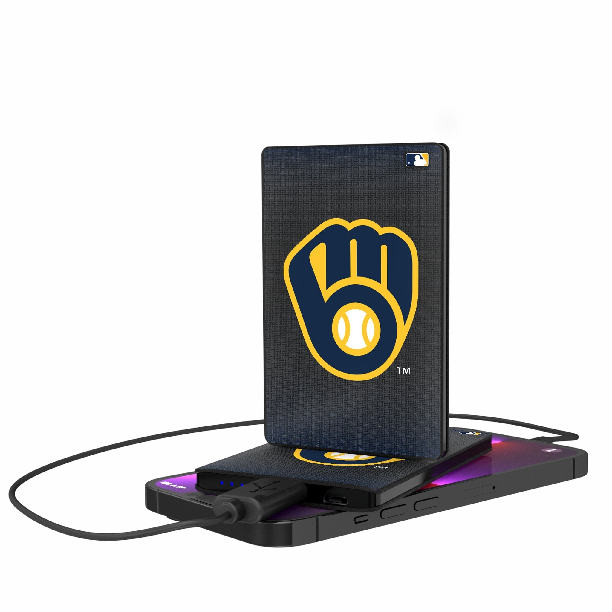 Milwaukee Brewers Linen 2500mAh Credit Card Powerbank - Sports Gifts, Sports Memorabilia, Sports Collectibles, Fan Shop