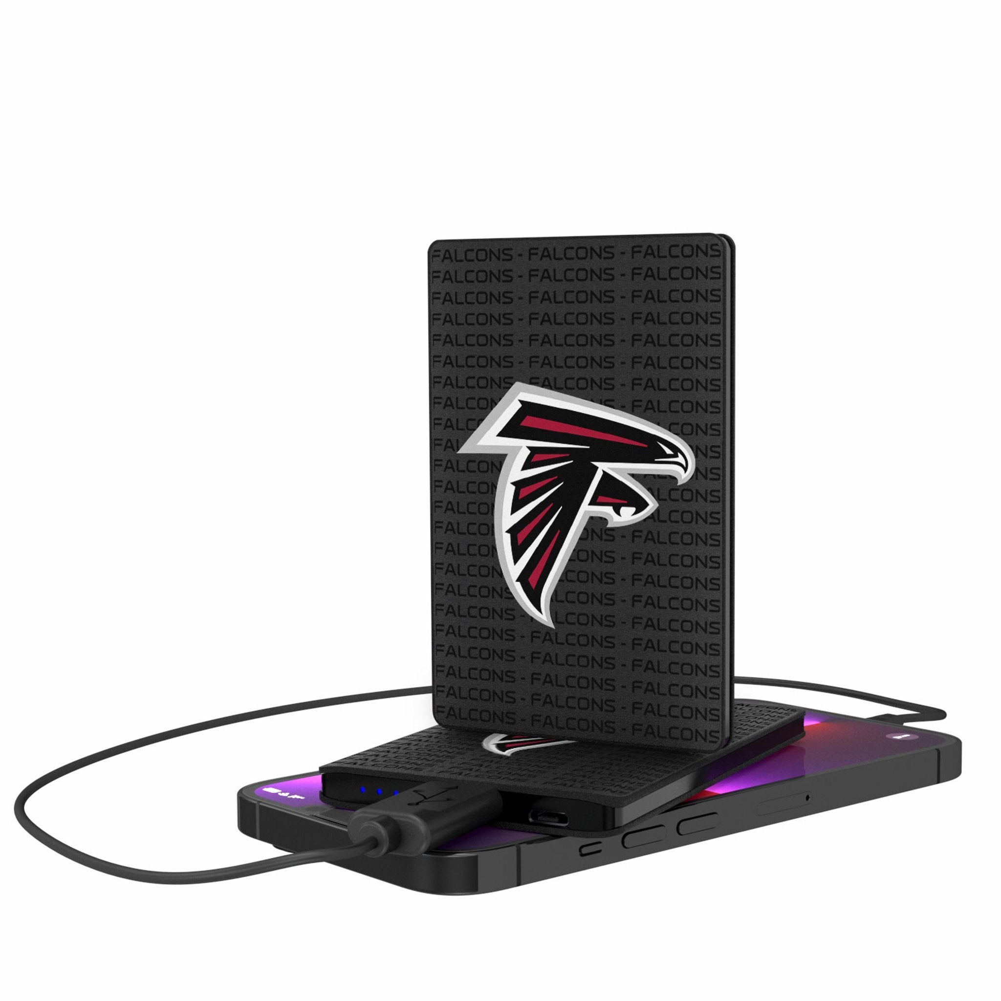 Atlanta Falcons Text Backdrop 2500mAh Credit Card Powerbank - Sports Gifts, Sports Memorabilia, Sports Collectibles, Fan Shop