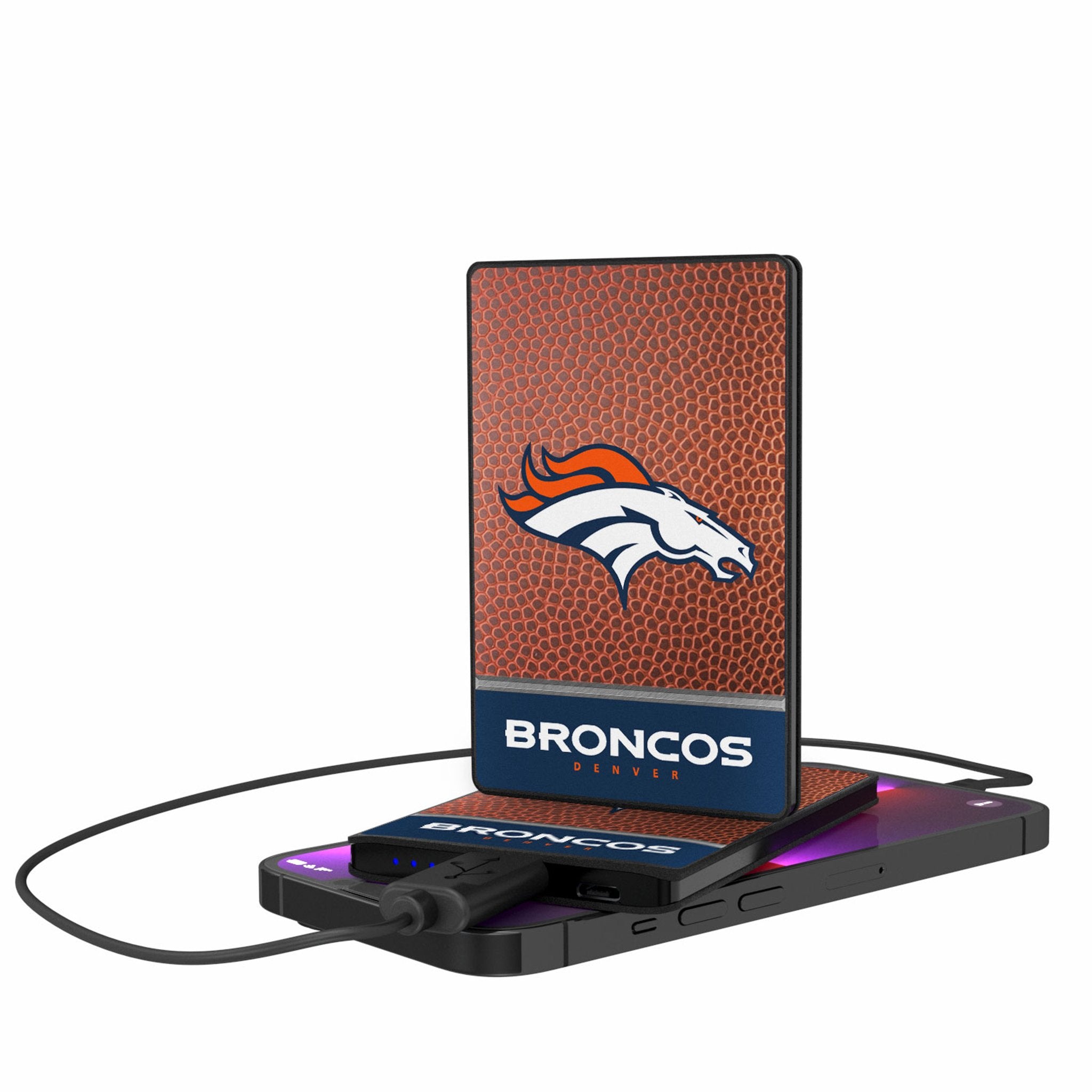 Denver Broncos Football Wordmark 2500mAh Credit Card Powerbank - Sports Gifts, Sports Memorabilia, Sports Collectibles, Fan Shop