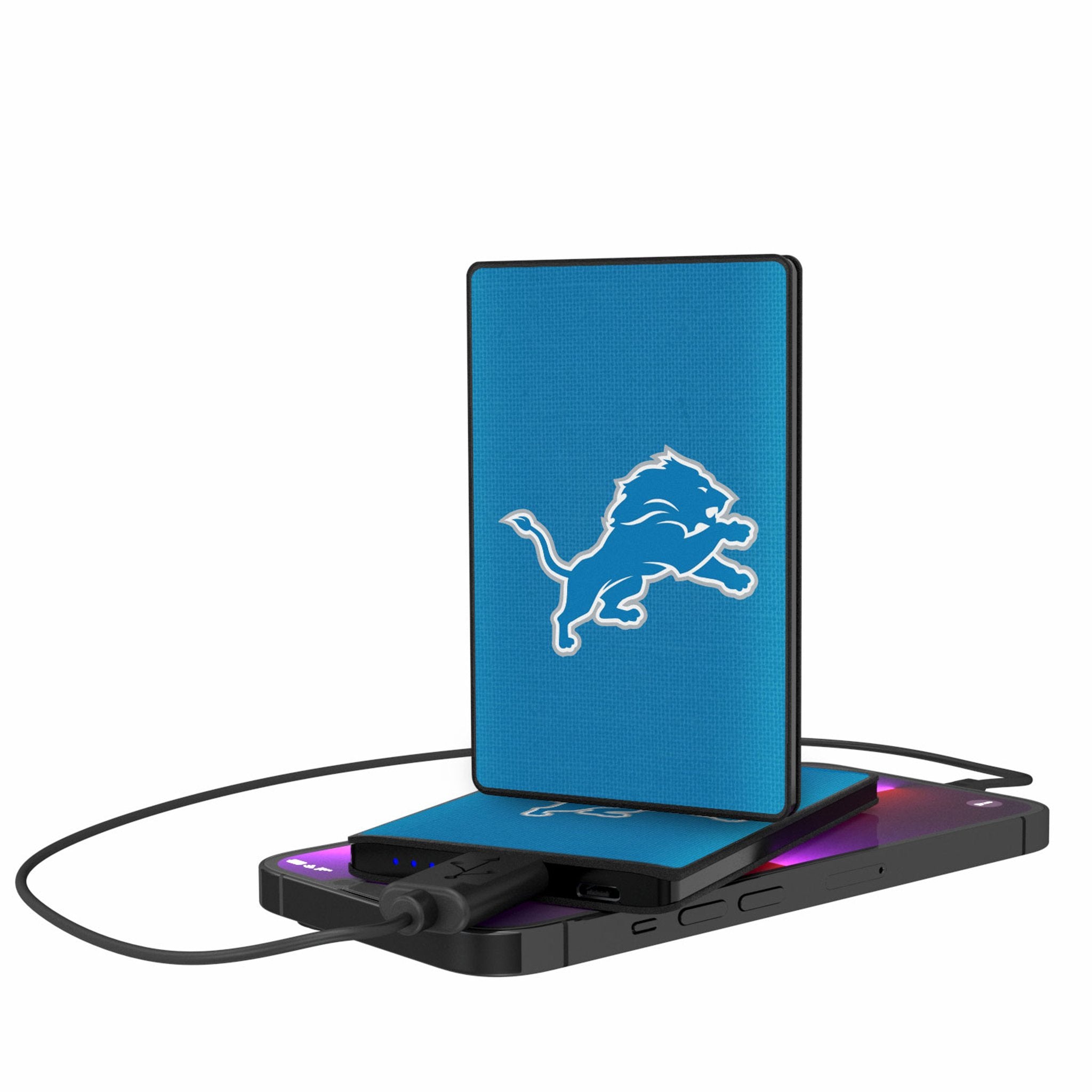 Detroit Lions Solid 2500mAh Credit Card Powerbank - Sports Gifts, Sports Memorabilia, Sports Collectibles, Fan Shop