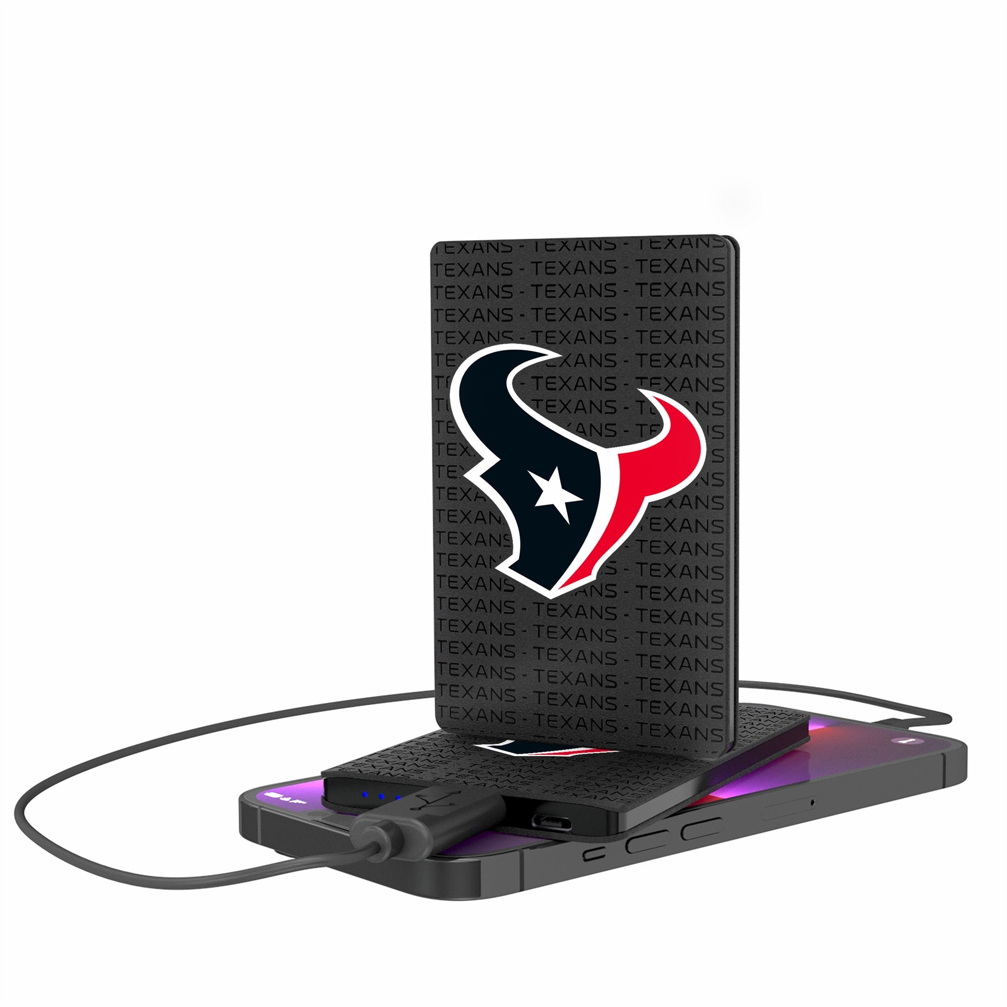 Houston Texans Text Backdrop 2500mAh Credit Card Powerbank - Sports Gifts, Sports Memorabilia, Sports Collectibles, Fan Shop