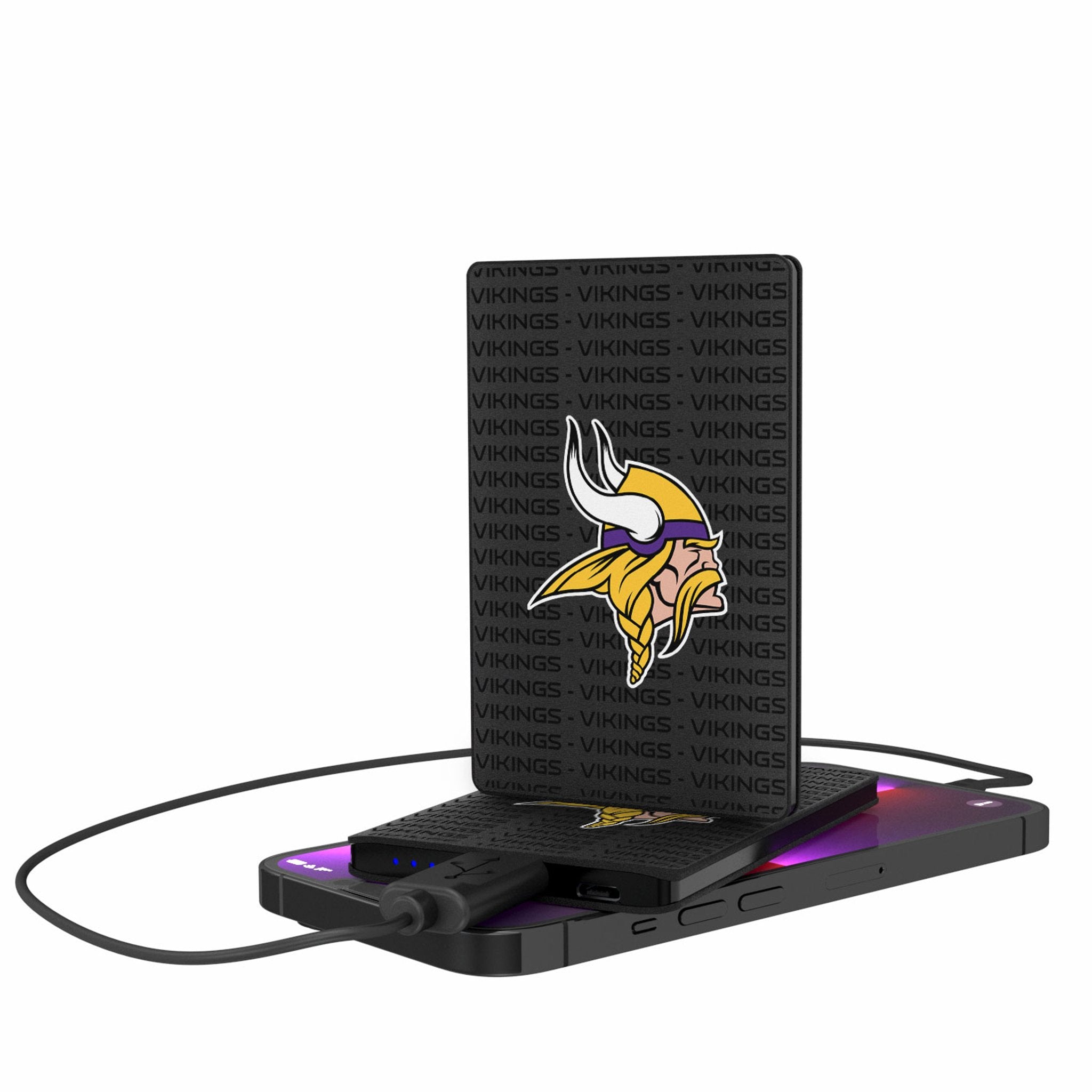 Minnesota Vikings Text Backdrop 2500mAh Credit Card Powerbank - Sports Gifts, Sports Memorabilia, Sports Collectibles, Fan Shop