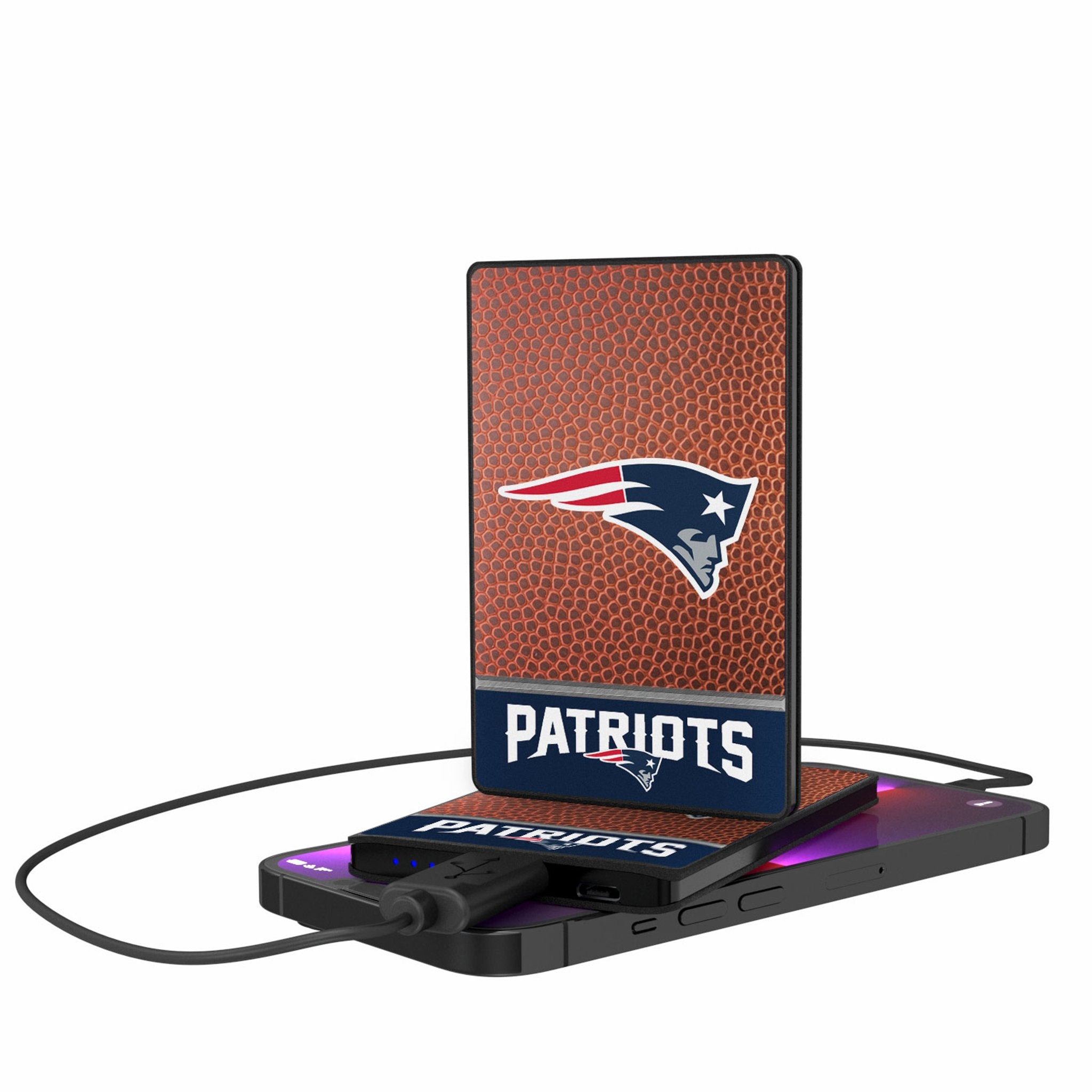 New England Patriots Football Wordmark 2500mAh Credit Card Powerbank - Sports Gifts, Sports Memorabilia, Sports Collectibles, Fan Shop