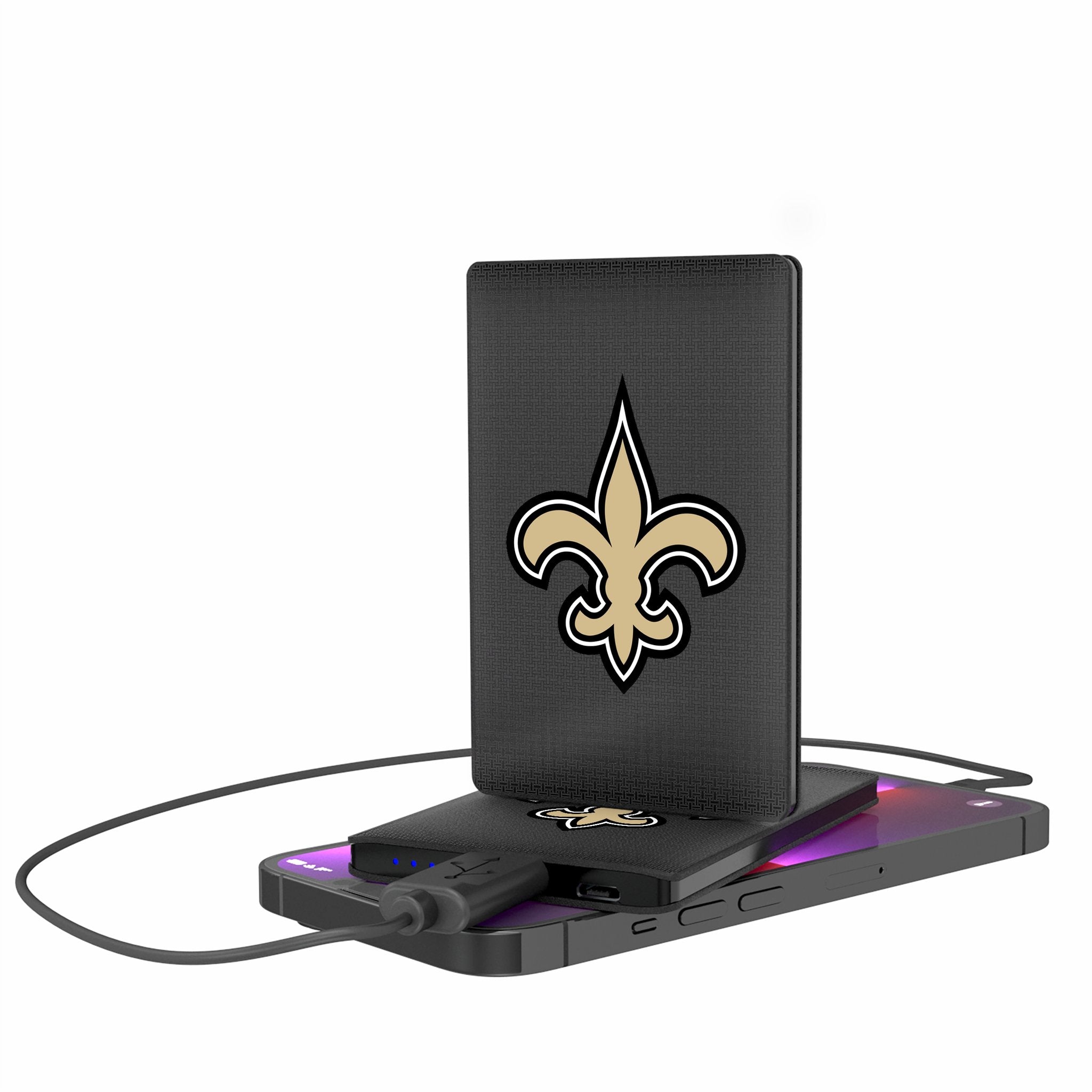 New Orleans Saints Linen 2500mAh Credit Card Powerbank - Sports Gifts, Sports Memorabilia, Sports Collectibles, Fan Shop