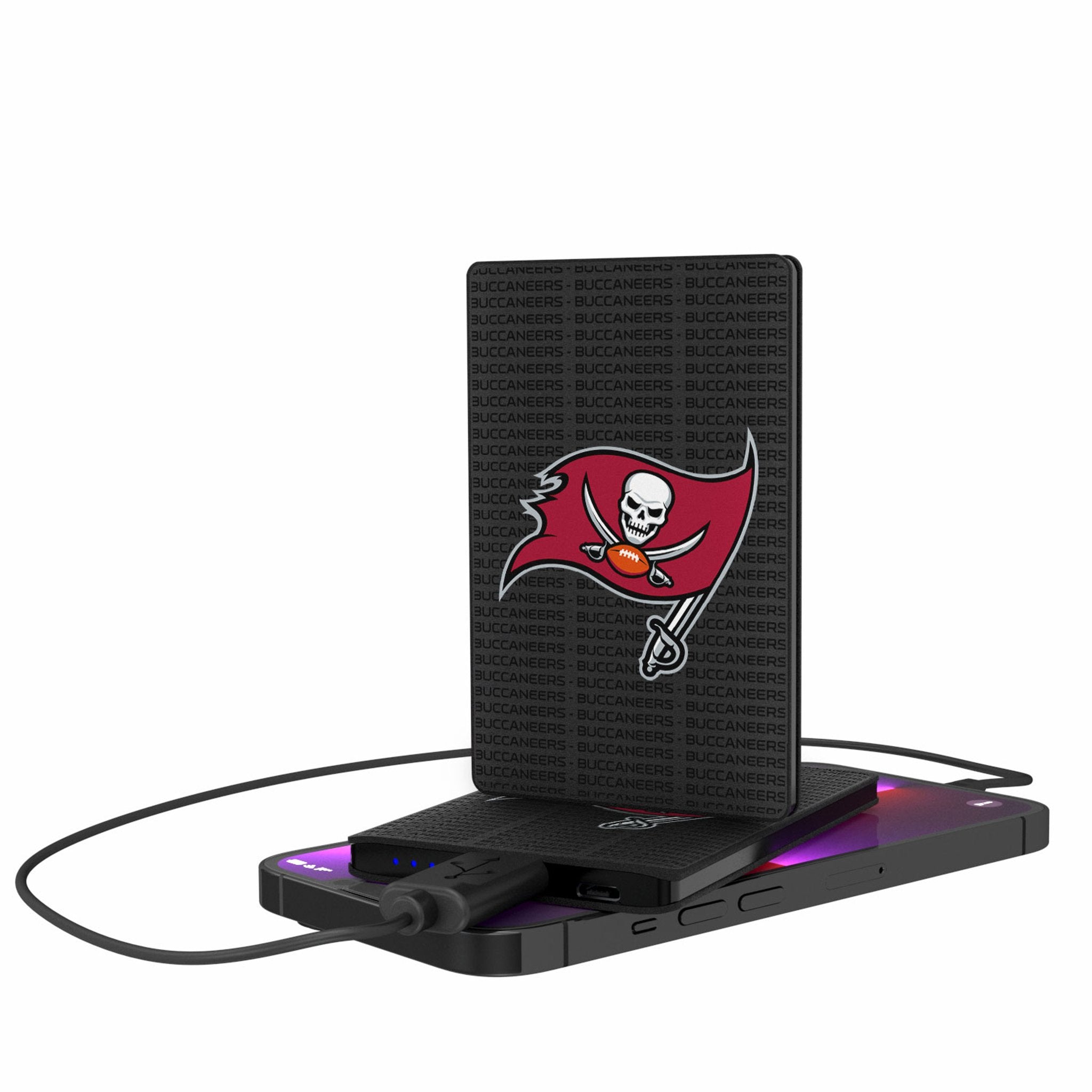 Tampa Bay Buccaneers Text Backdrop 2500mAh Credit Card Powerbank - Sports Gifts, Sports Memorabilia, Sports Collectibles, Fan Shop