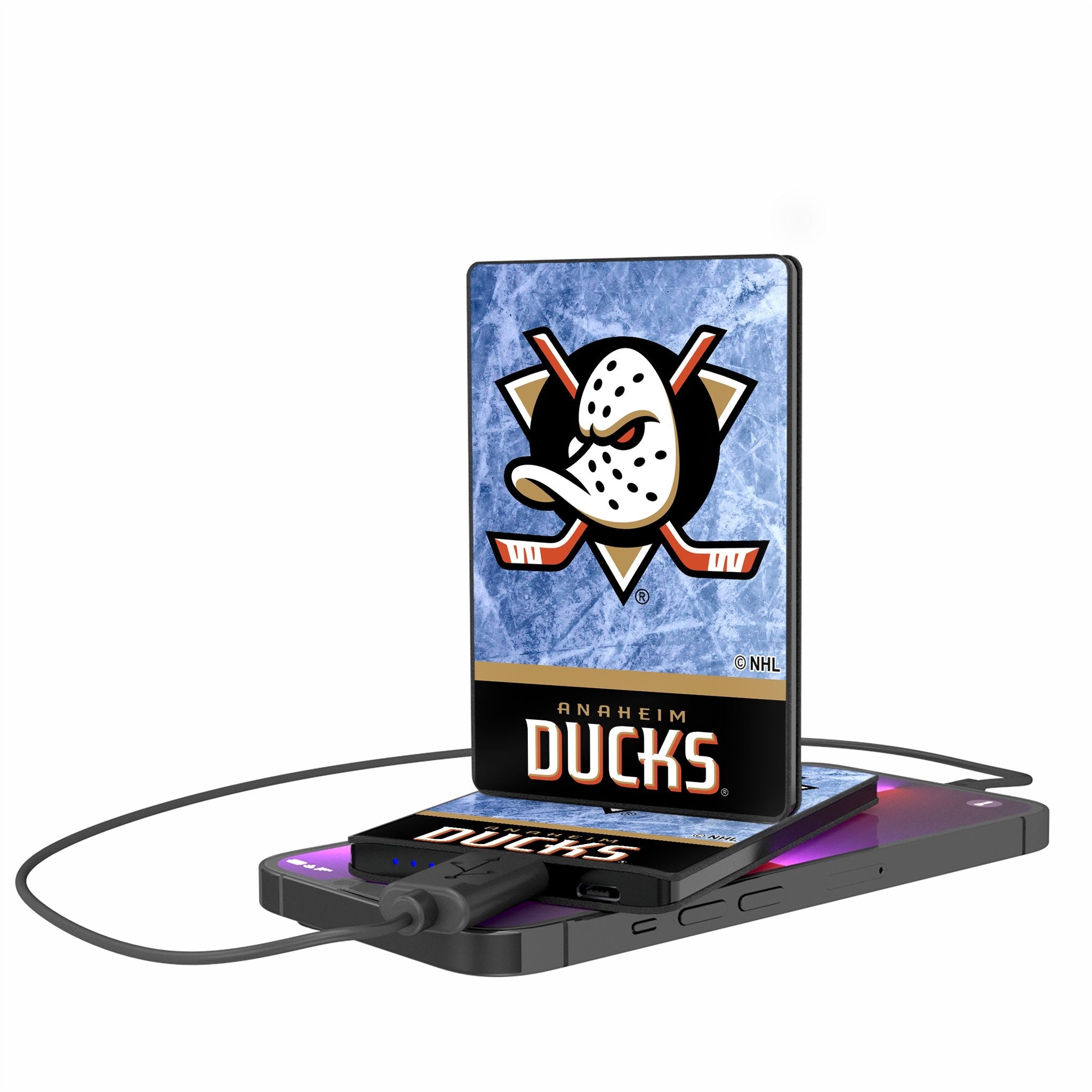 Anaheim Ducks Ice Wordmark 2500mAh Credit Card Powerbank - Sports Gifts, Sports Memorabilia, Sports Collectibles, Fan Shop